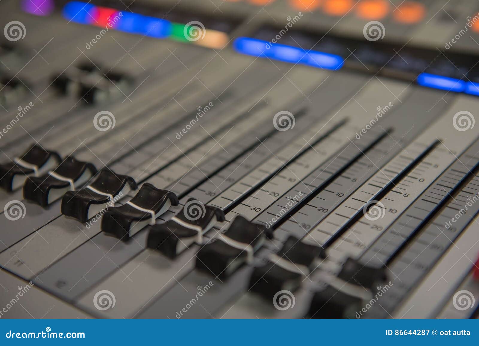 Closeup Adjustment Tools Audio Sound Mixer Music, Technology. Stock