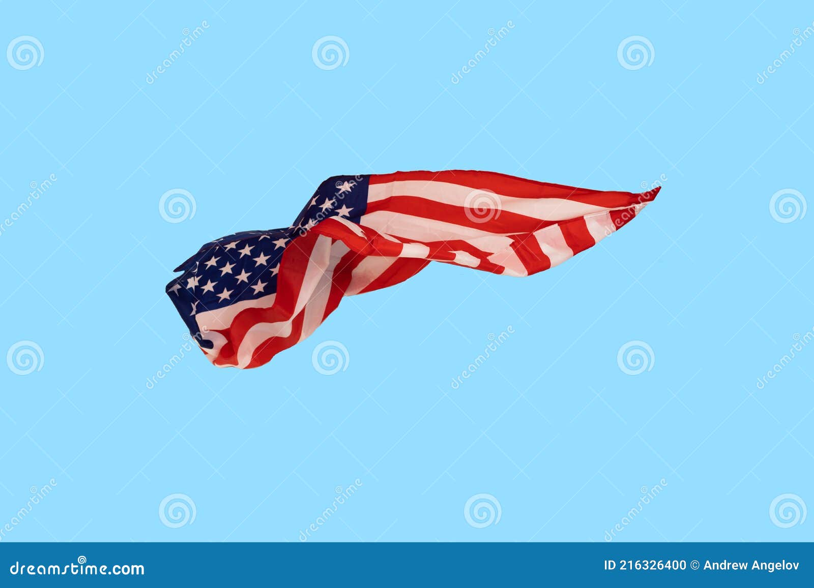 Closeup of American Flag on Blue Background Stock Photo Image of