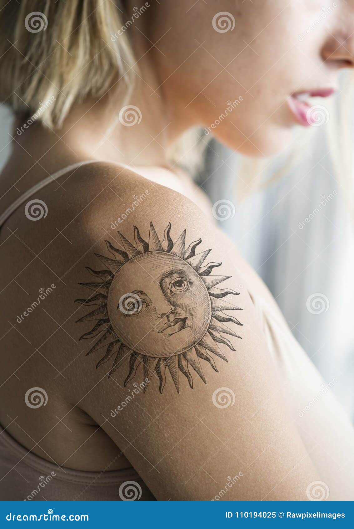 Faceless woman with tattoo of bra on arm · Free Stock Photo