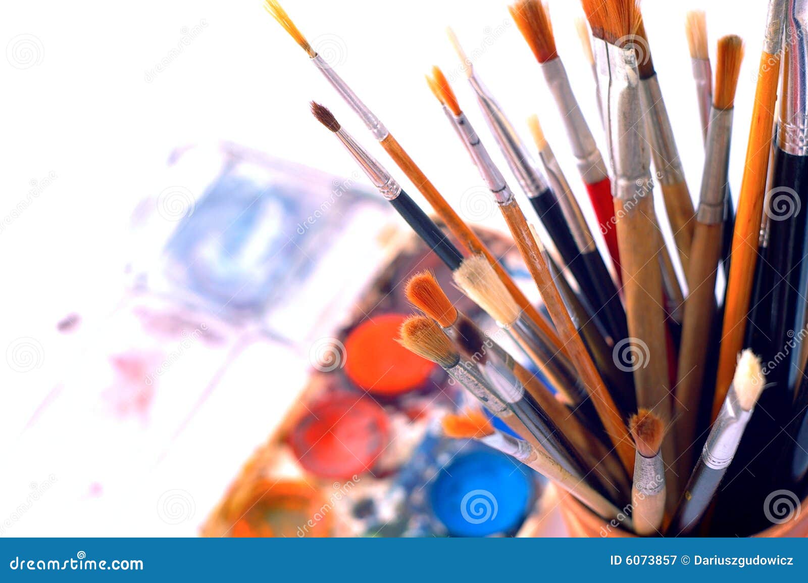 closeup of artist's watercolor paintbox