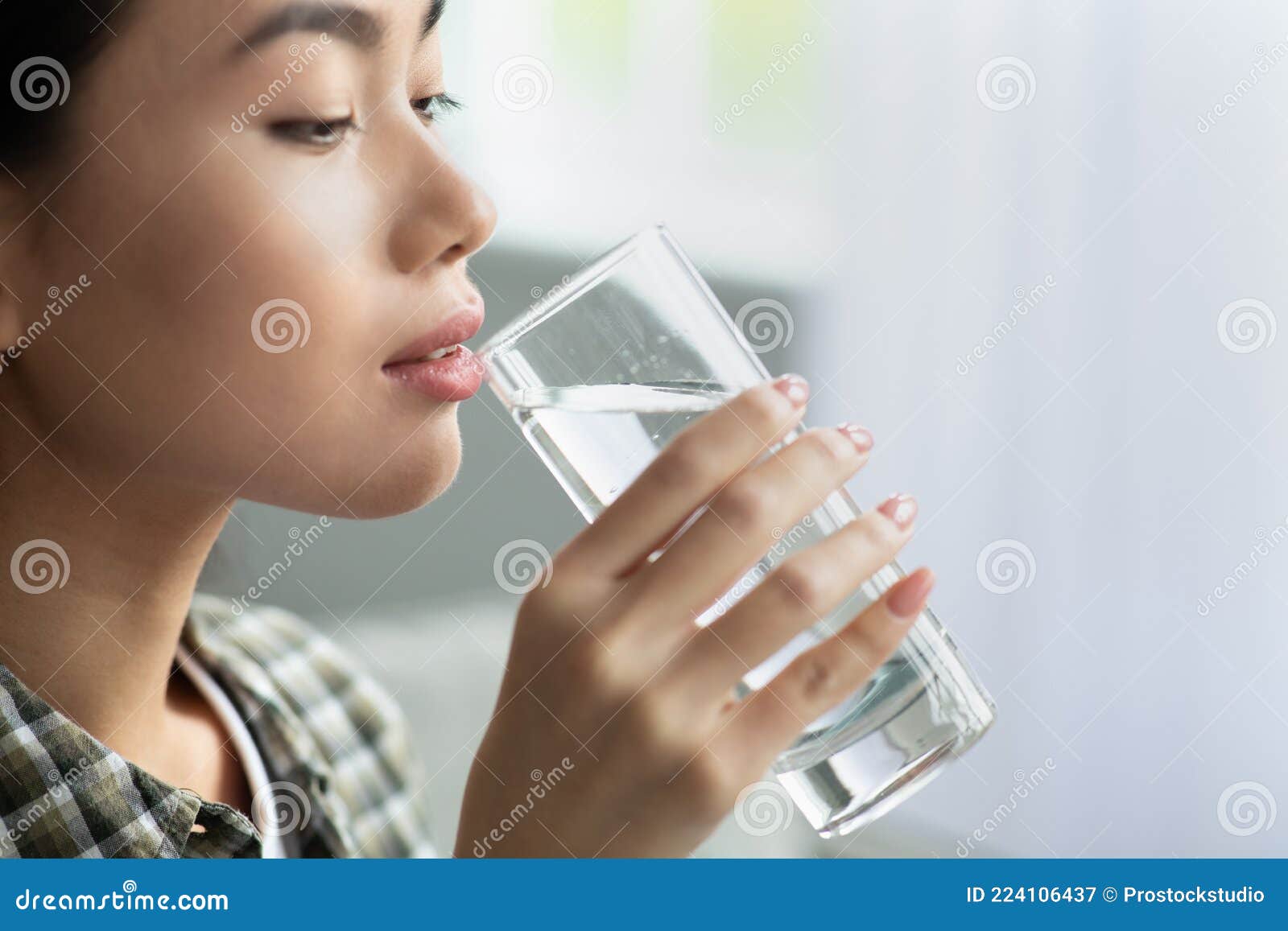 Closeup Of Asian Woman Drinking Spring Water Stock Image Image Of Resting Carefree 224106437