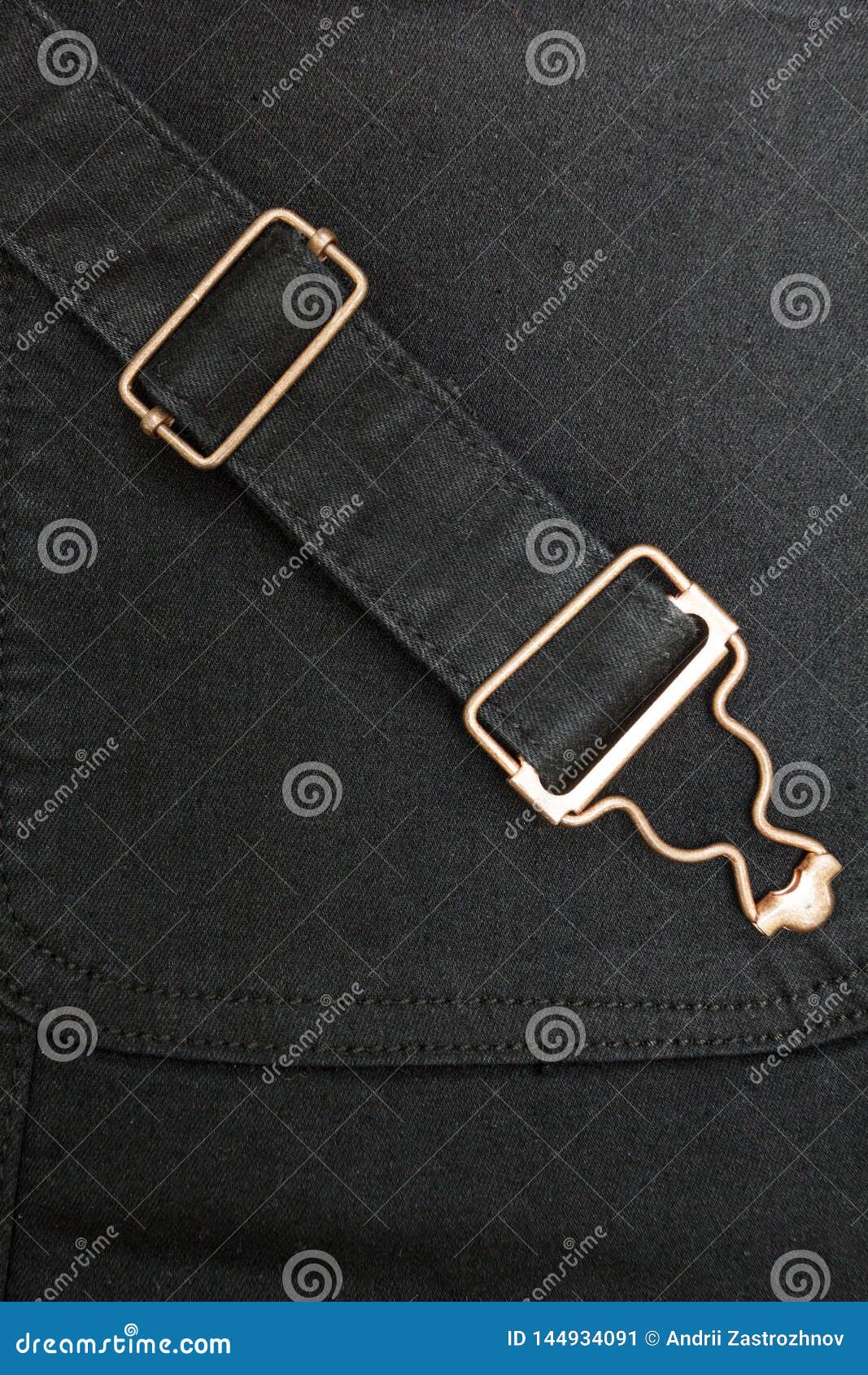 Closeup of Black Denim with Copper Elements Stock Image - Image of ...