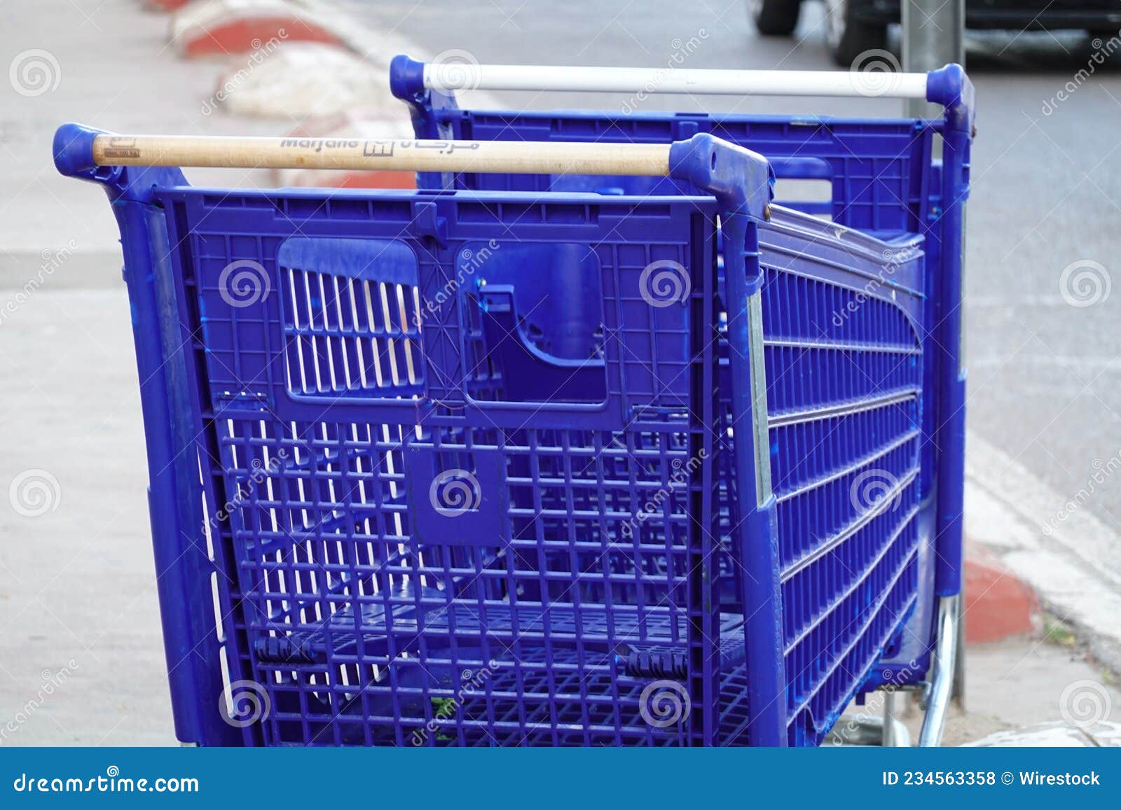 Closeup of a Blue Cart in the Street Stock Photo Image of market