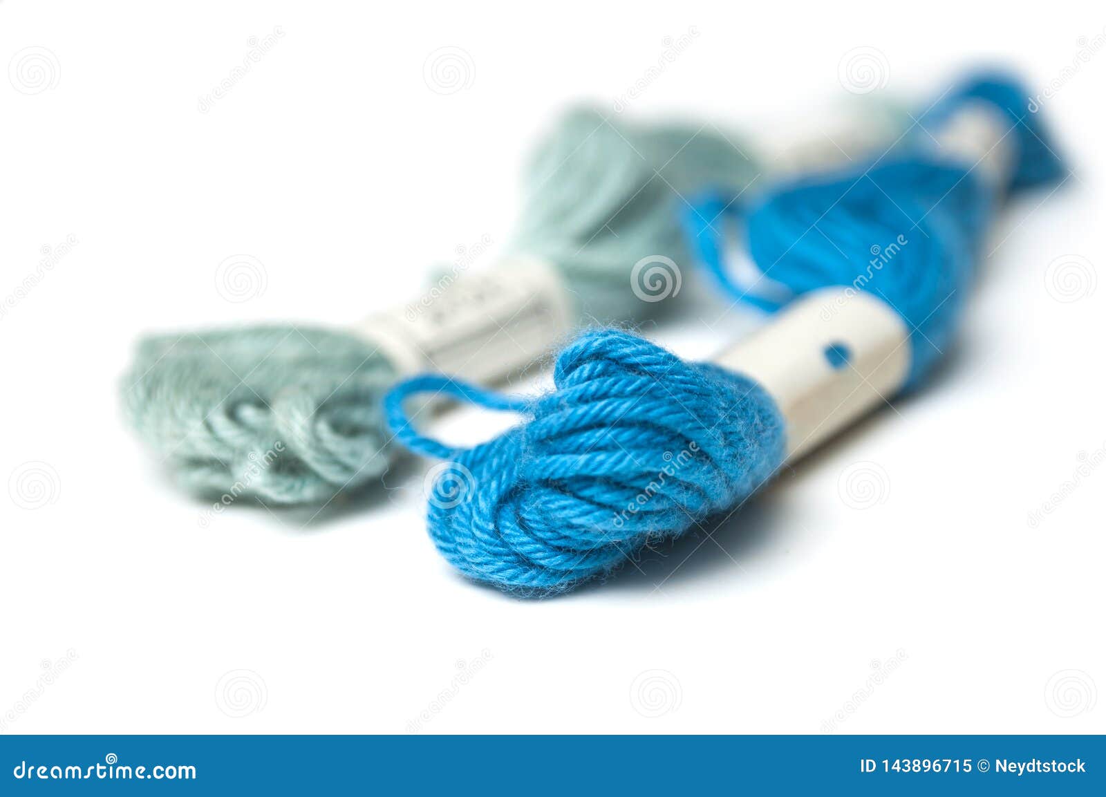 Blue Cotton Threads on White Background Stock Image - Image of fabric ...