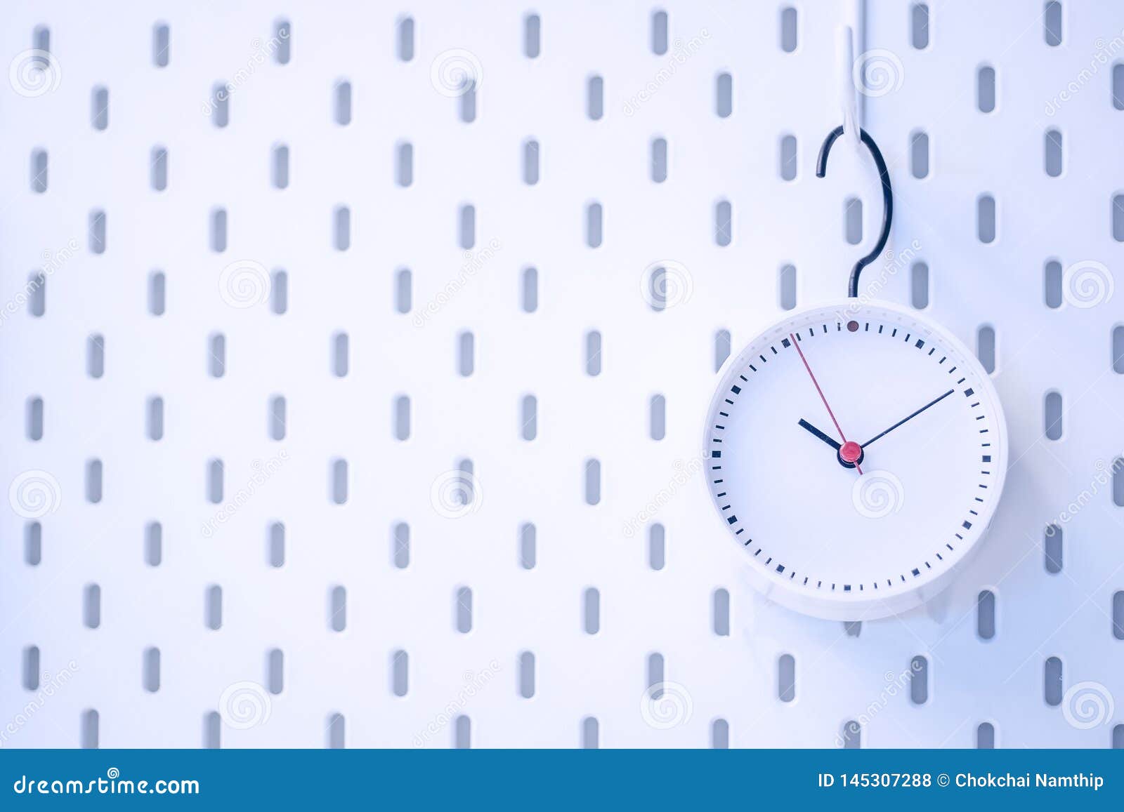 Closeup Blue Wall Clock Set on Blue Background Stock Photo Image of