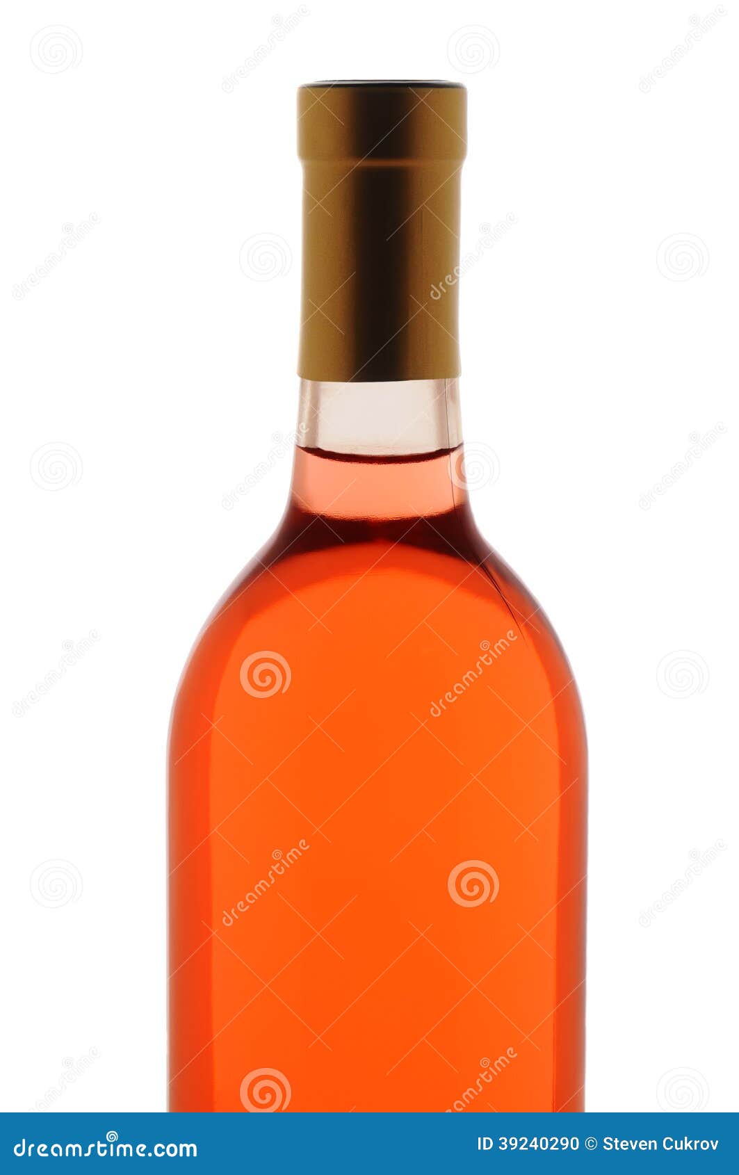 Closeup Blush Wine Bottle stock photo. Image of pink 39240290