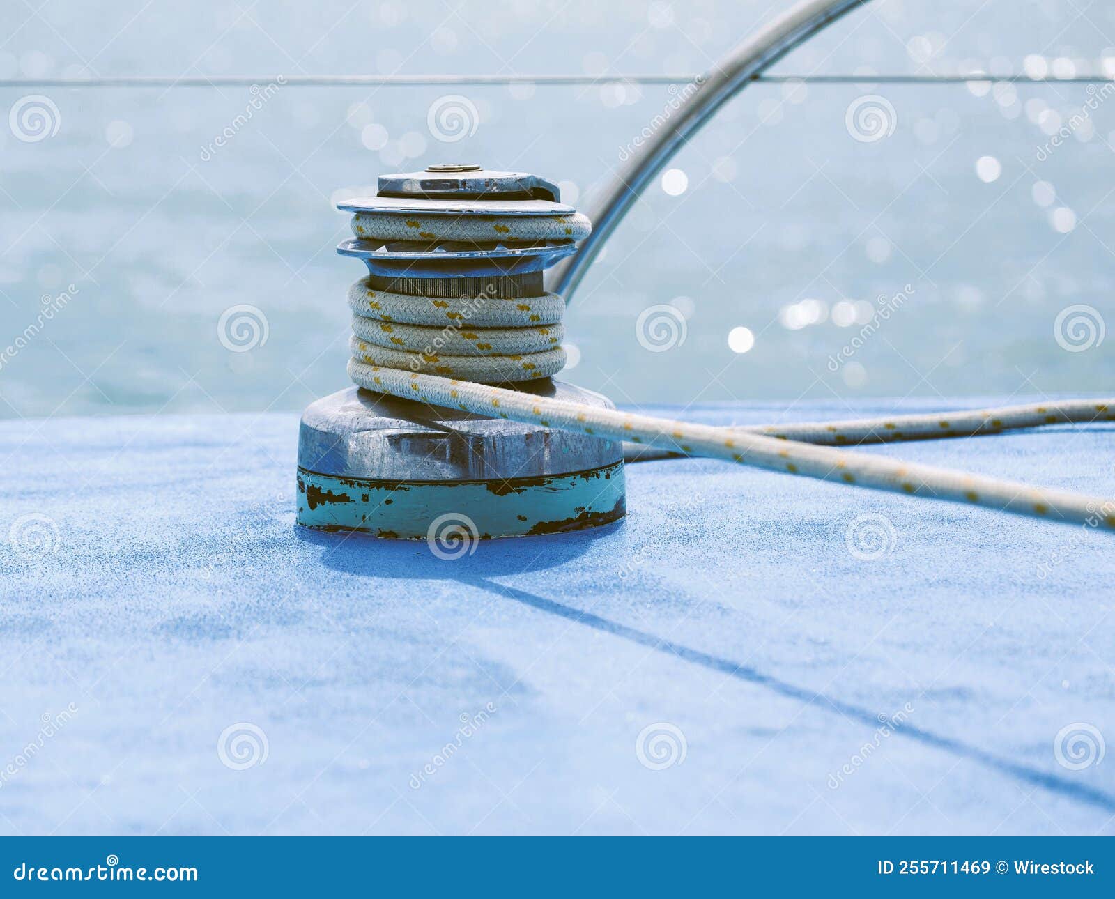 Closeup of a Boat Winch with Ropes Stock Image Image of winch, wires