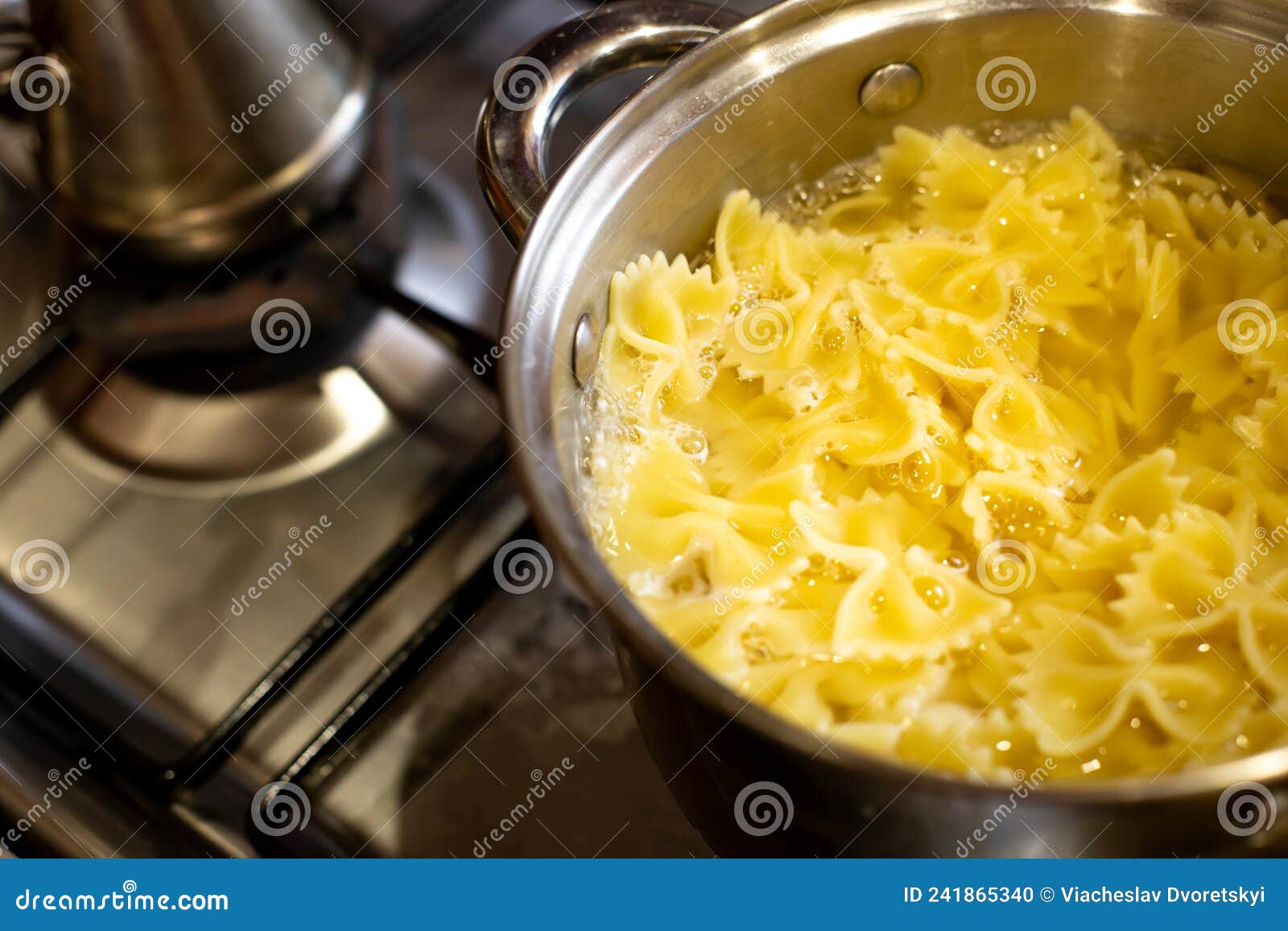 Closeup Boiling Pasta in a Saucepan. Cooking Stock Photo Image of