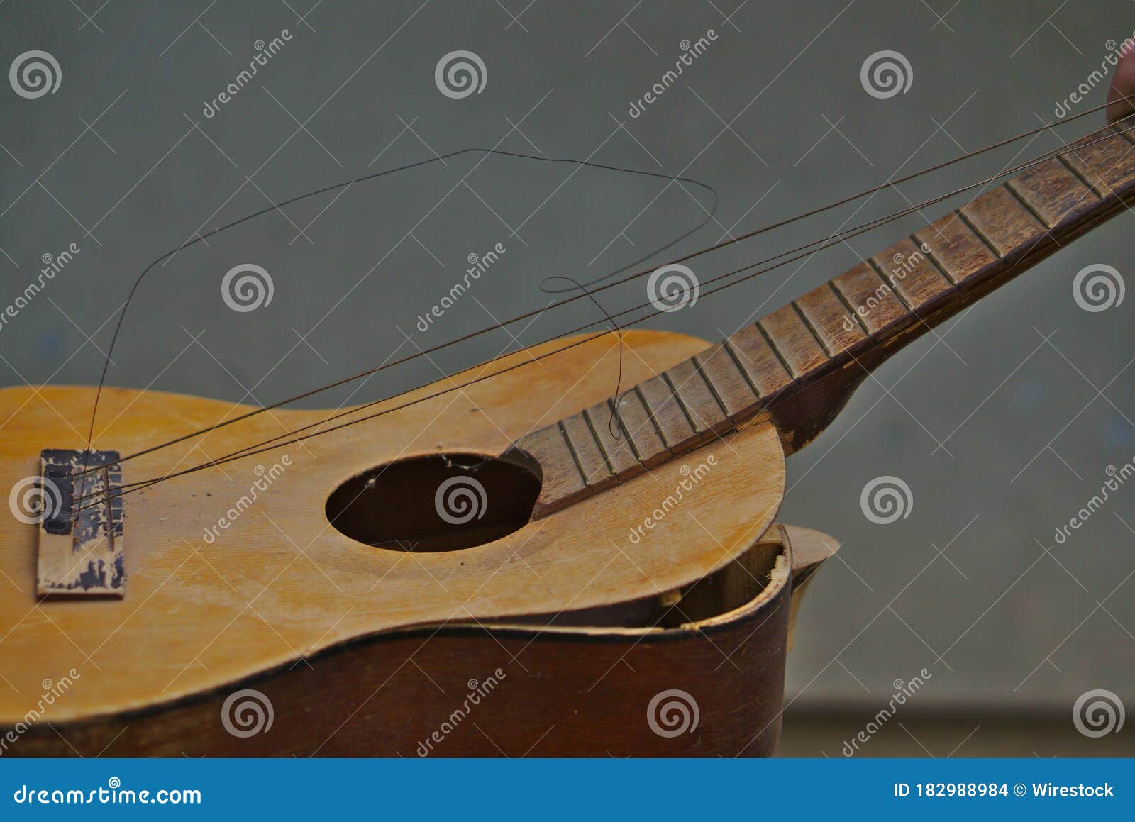 Closeup of a Broken Acoustic Guitar Stock Photo Image of music