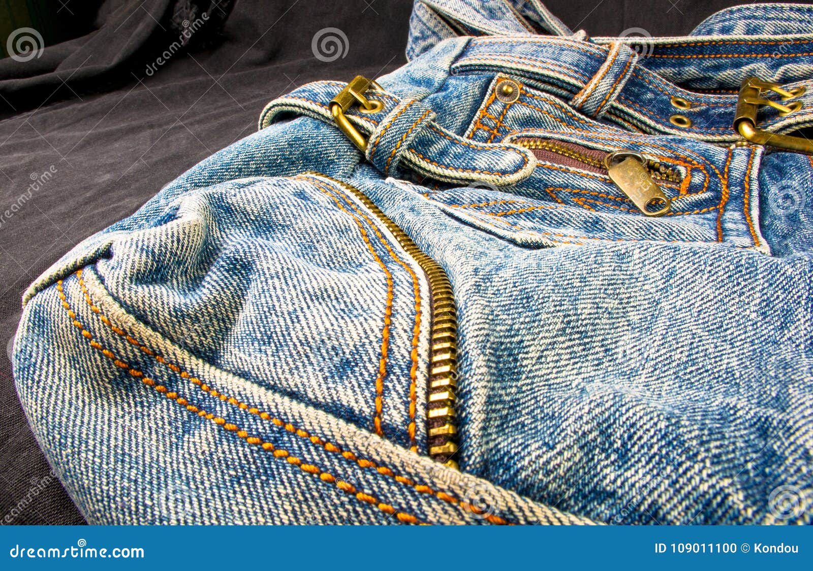 Fittings on the Jeans Hand Bag Stock Photo - Image of worn, joint ...