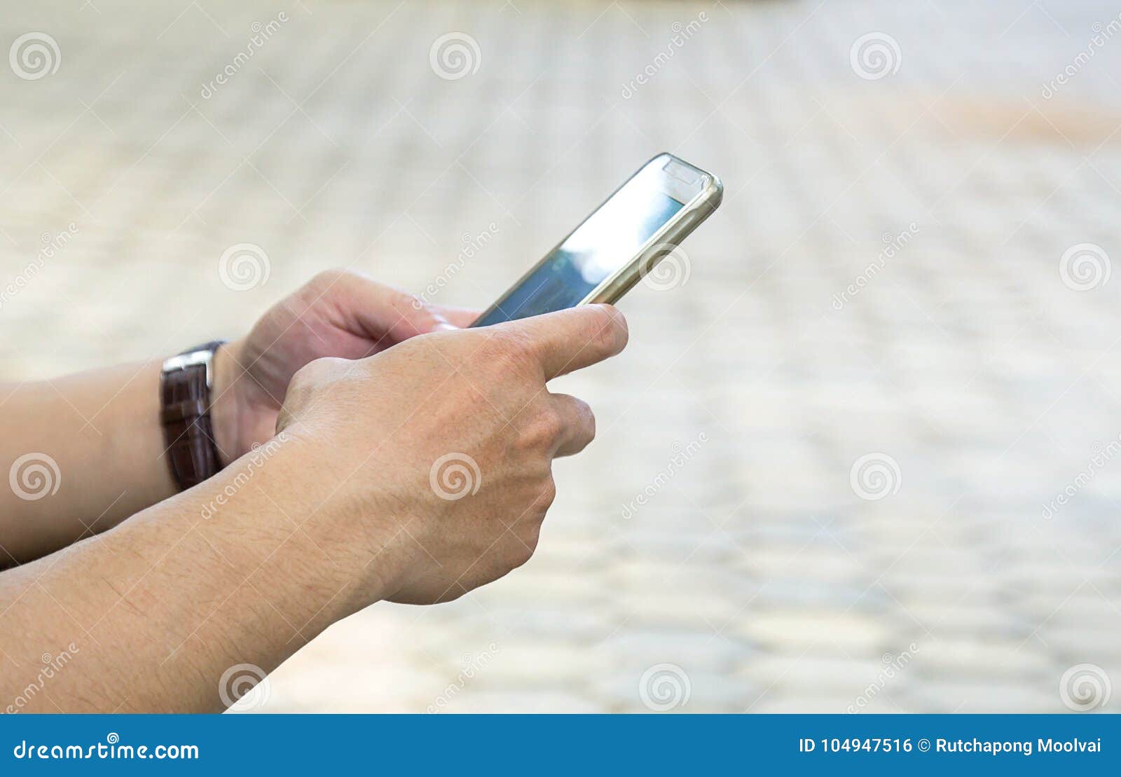 Closeup Business Man Hand Hold Mobile Phone Device Stock Photo - Image ...