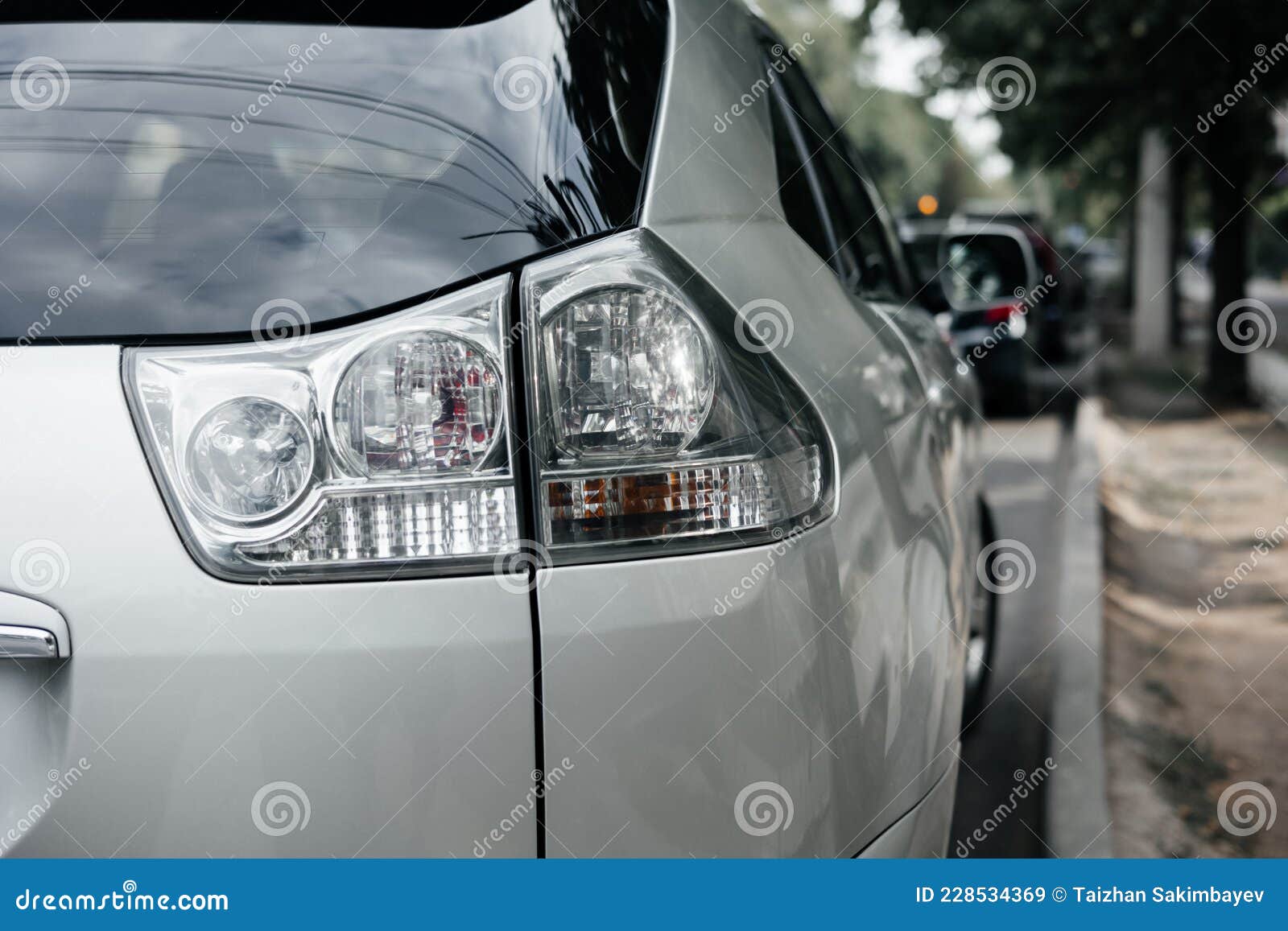 Closeup of Car Backlight . Silver Colored Stock Image Image of side