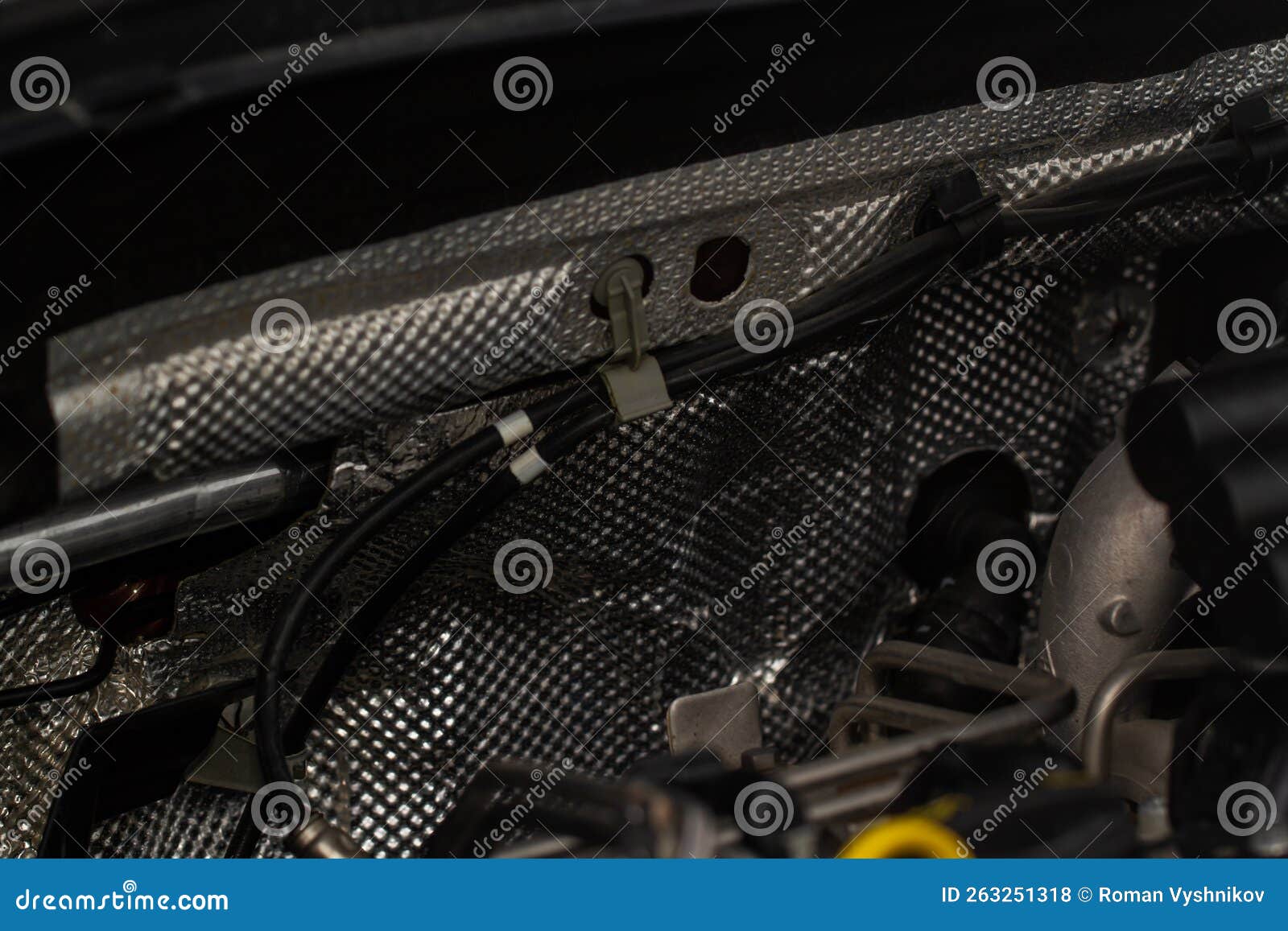 Closeup Car Engine Room Insulation. Stock Photo Image of studio