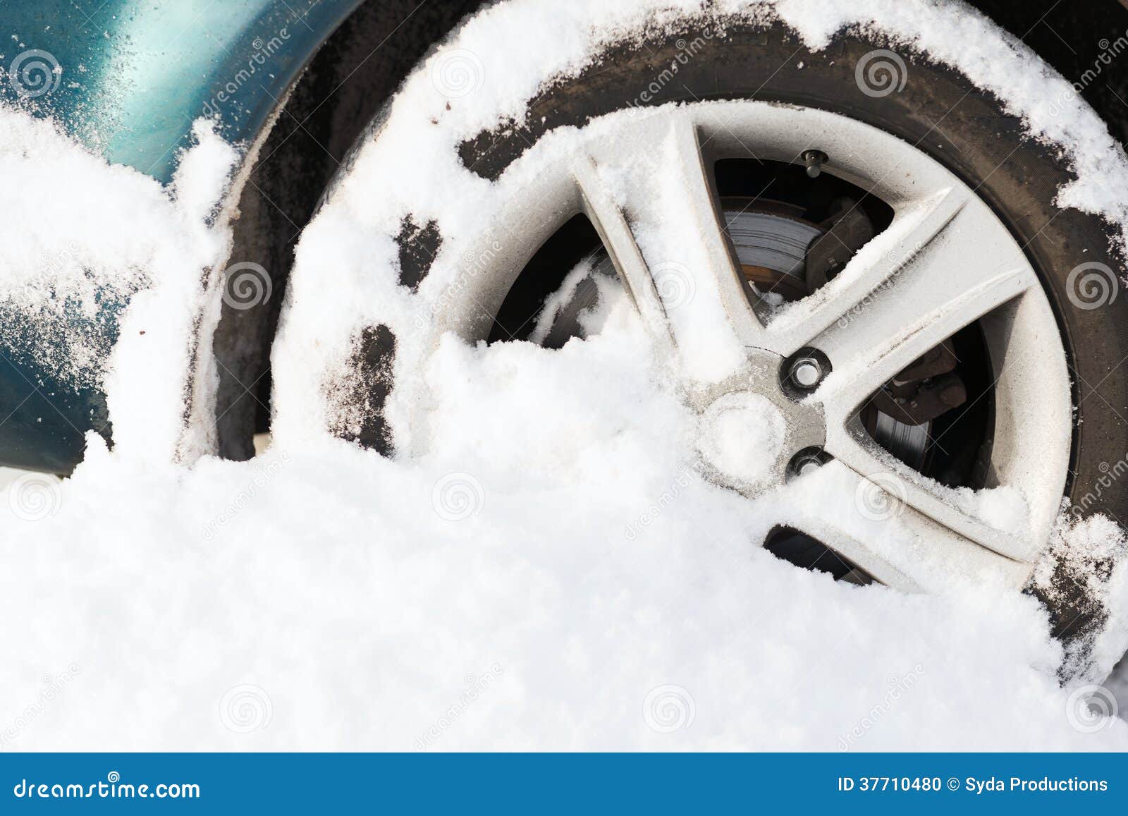 Closeup of Car Wheel Stuck in Snow Stock Photo Image of snowflake