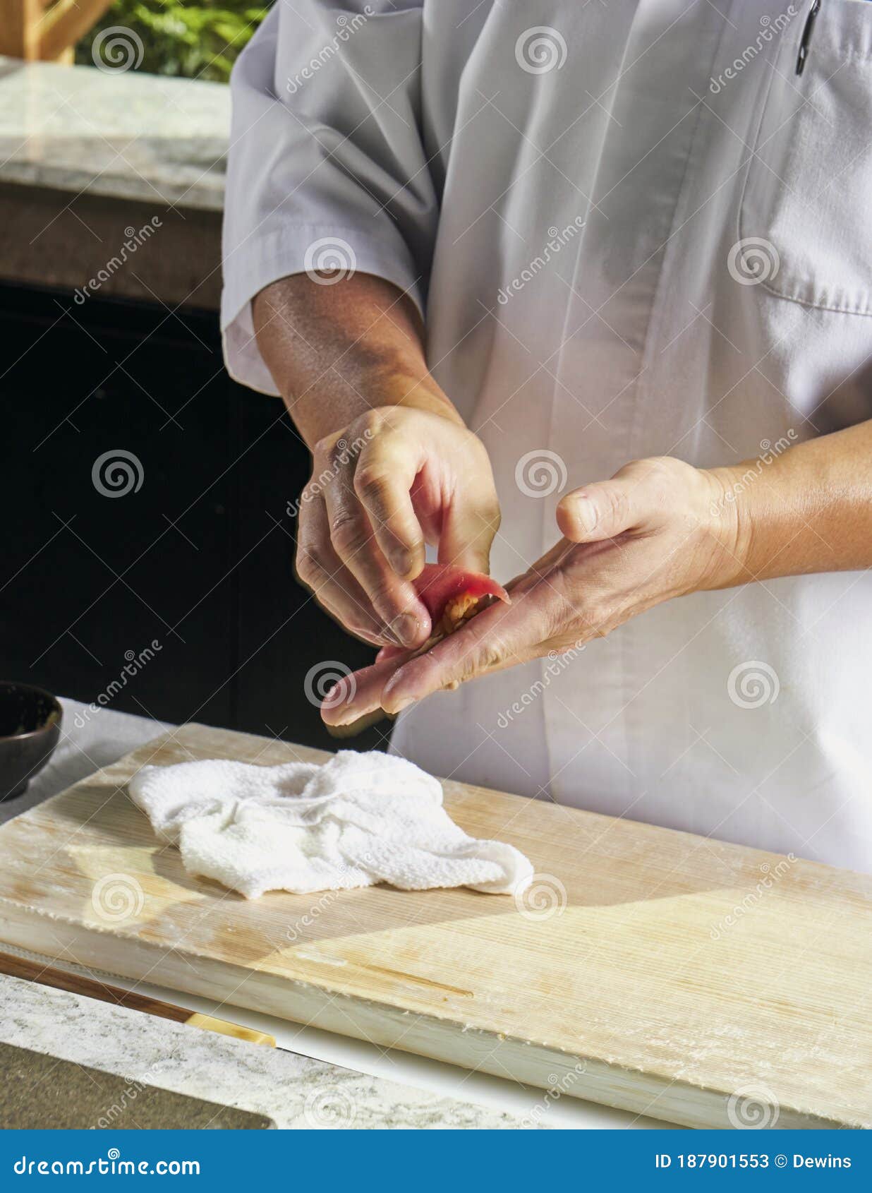 Closeup of Chef Hands Preparing Japanese Food, Japanese Chef Making ...