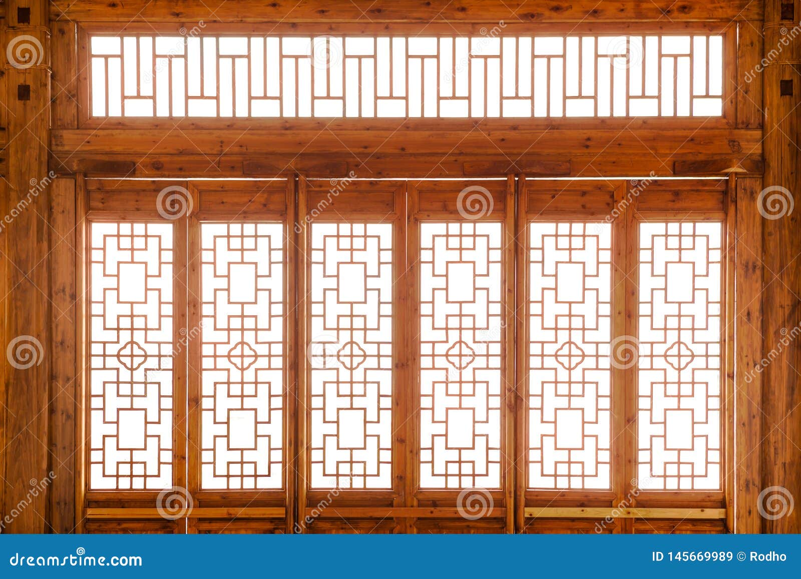 Closeup Chinese Old Wooden Frame Door With Decorative ...