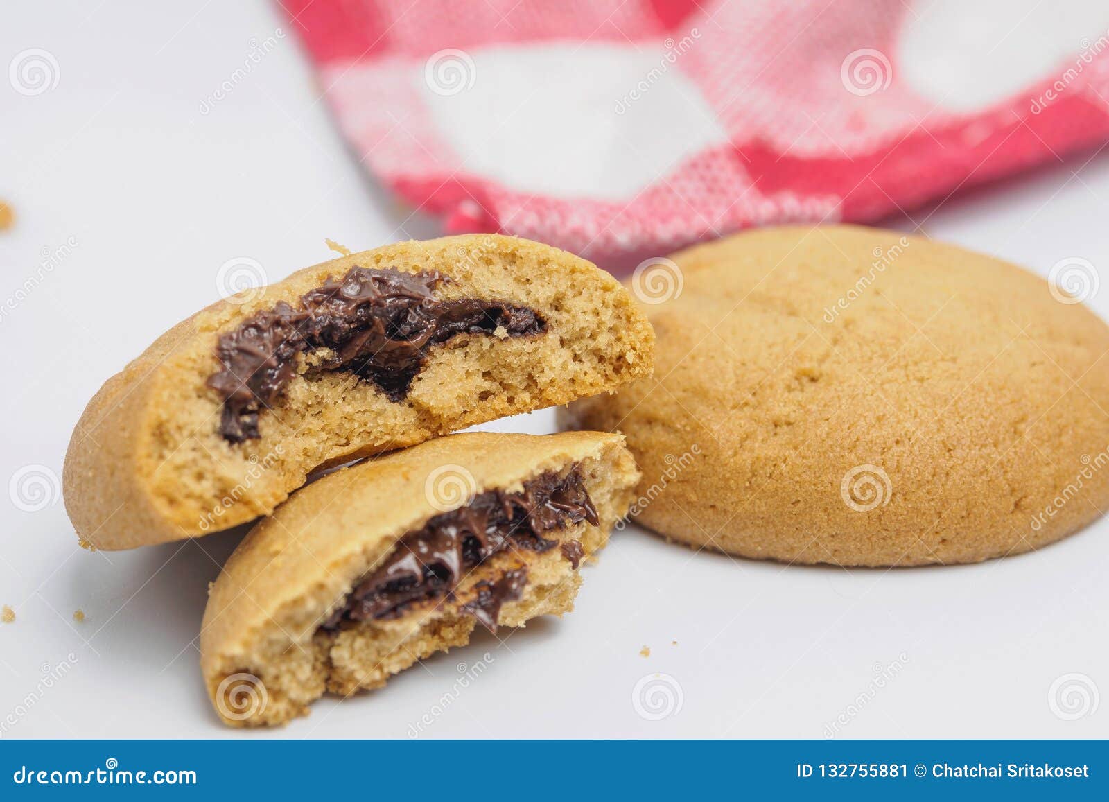 Closeup of Chocolate Cream Filled Biscuits Stock Image Image of