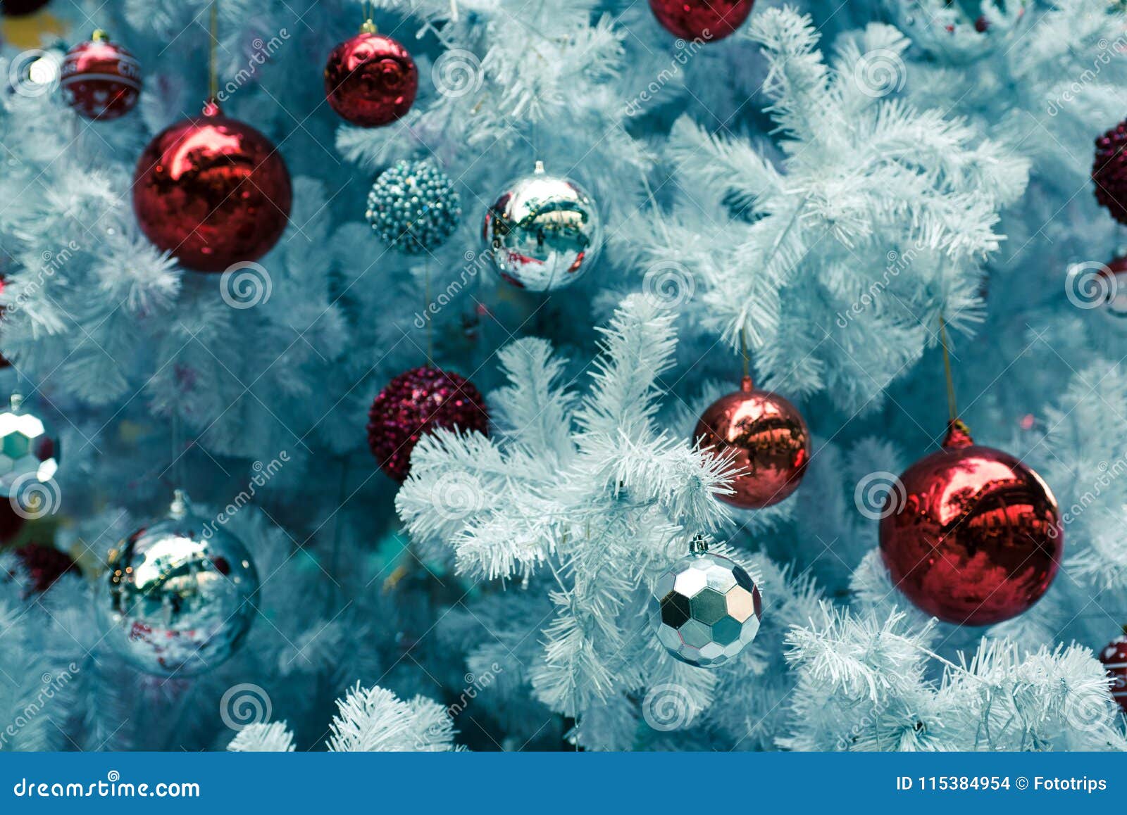 Closeup Of Christmas Ball From Christmas Tree. Holiday Background In ...
