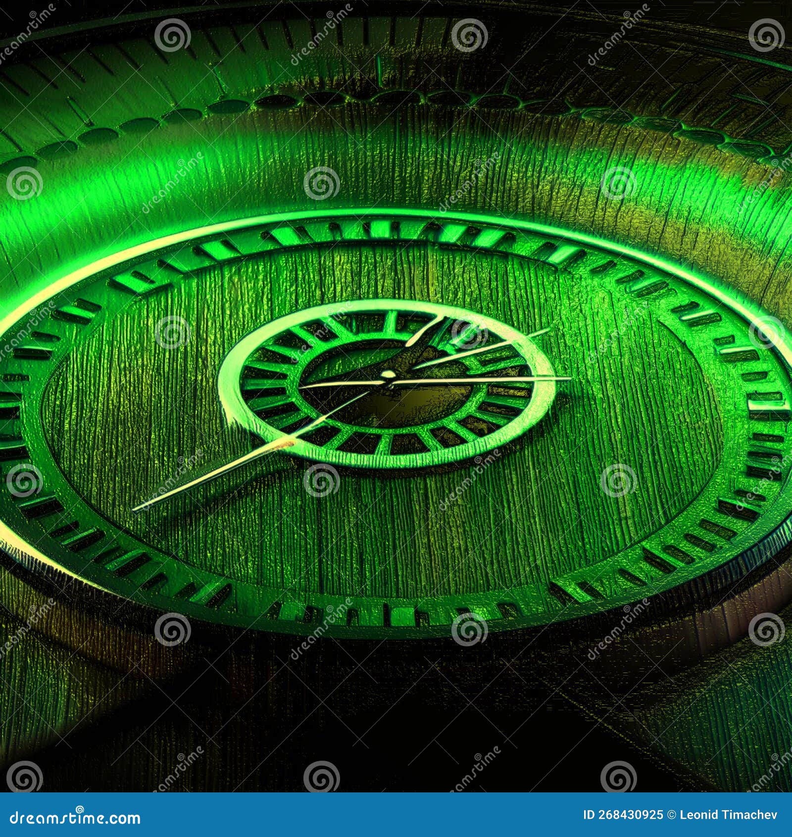 Closeup of Clock Face on Dark Background. Time Concept Stock