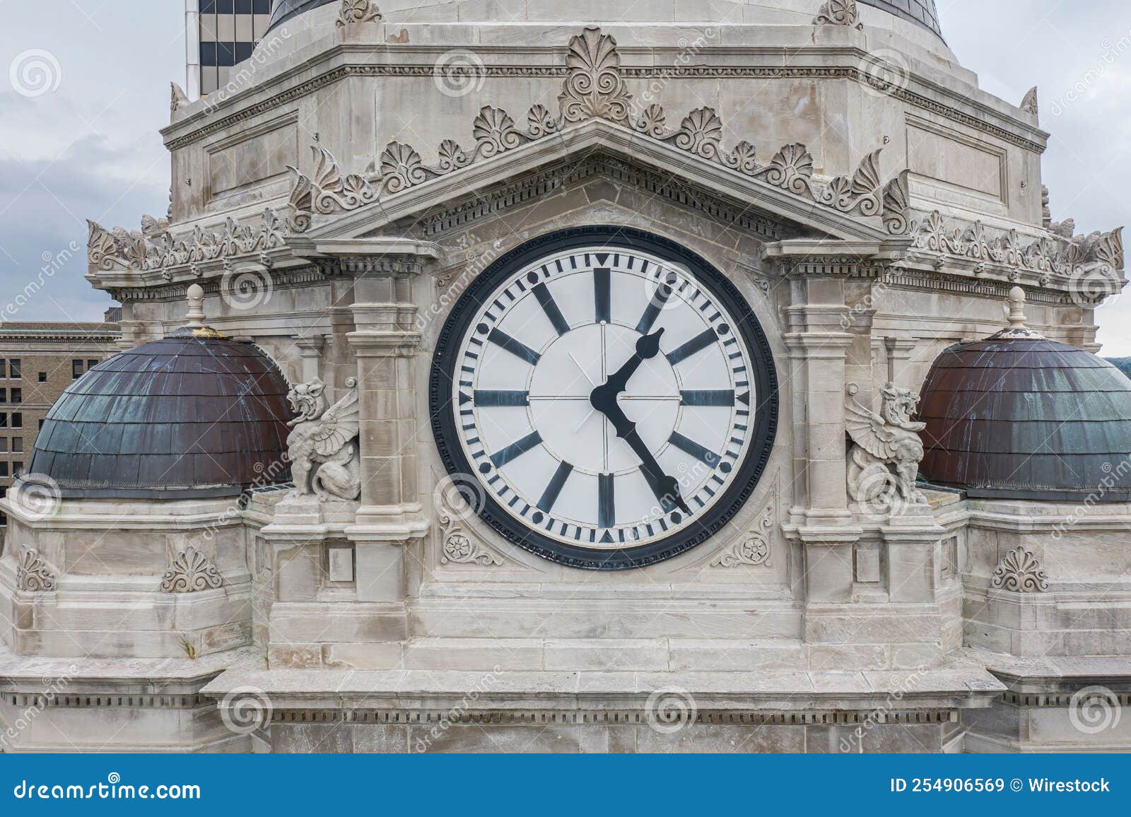 Closeup of a Clock Tower on a Building Stock Image Image of measure