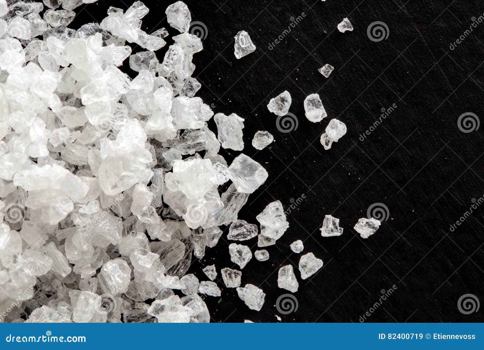 Closeup of Coarse Salt Crystals on Black. Stock Image Image of sodium