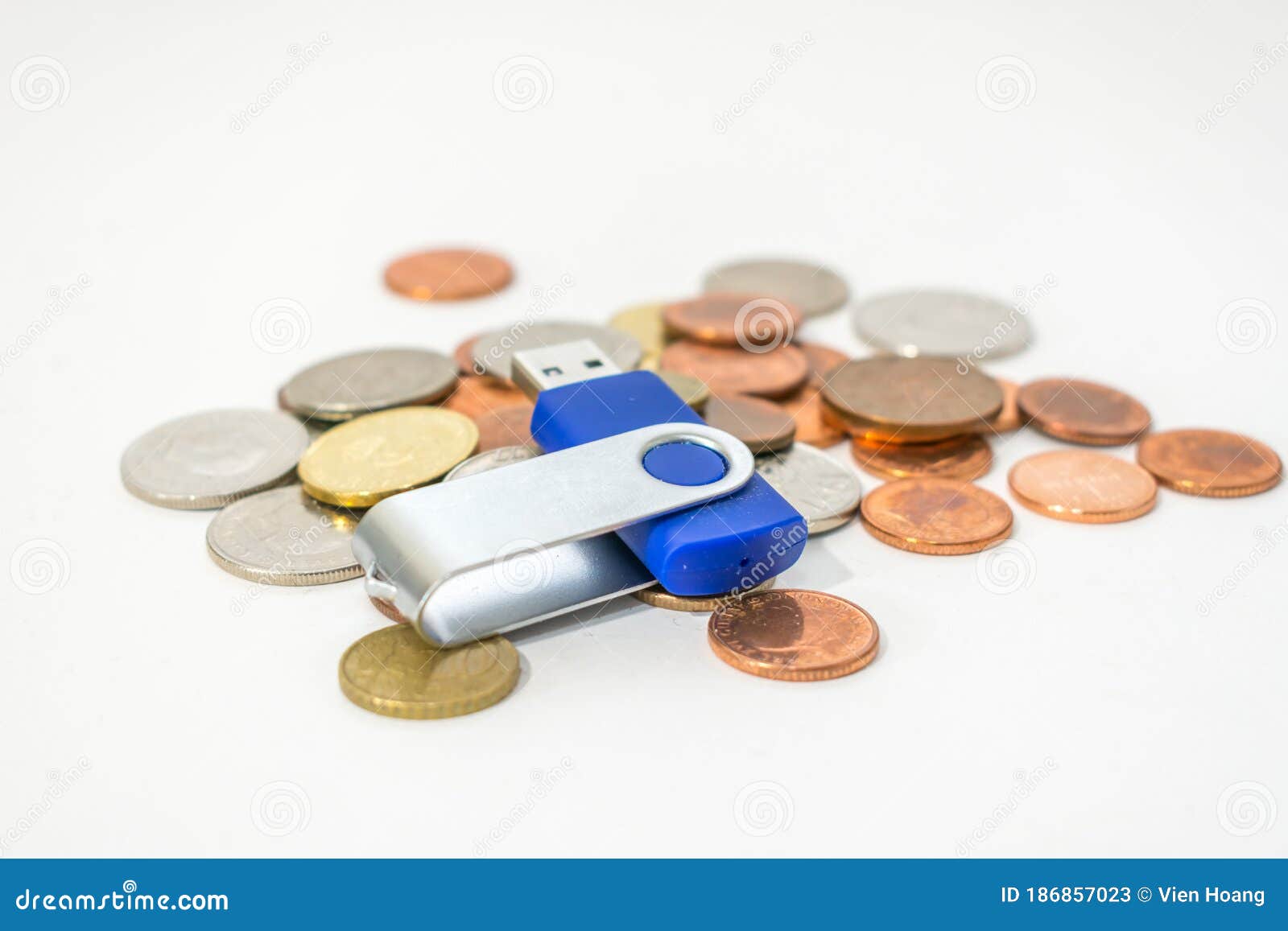 Closeup Coins Texture Usb Stick Security Backup Storage Cryptocurrency  Mining Stock Image - Image of security, closeup: 186857023