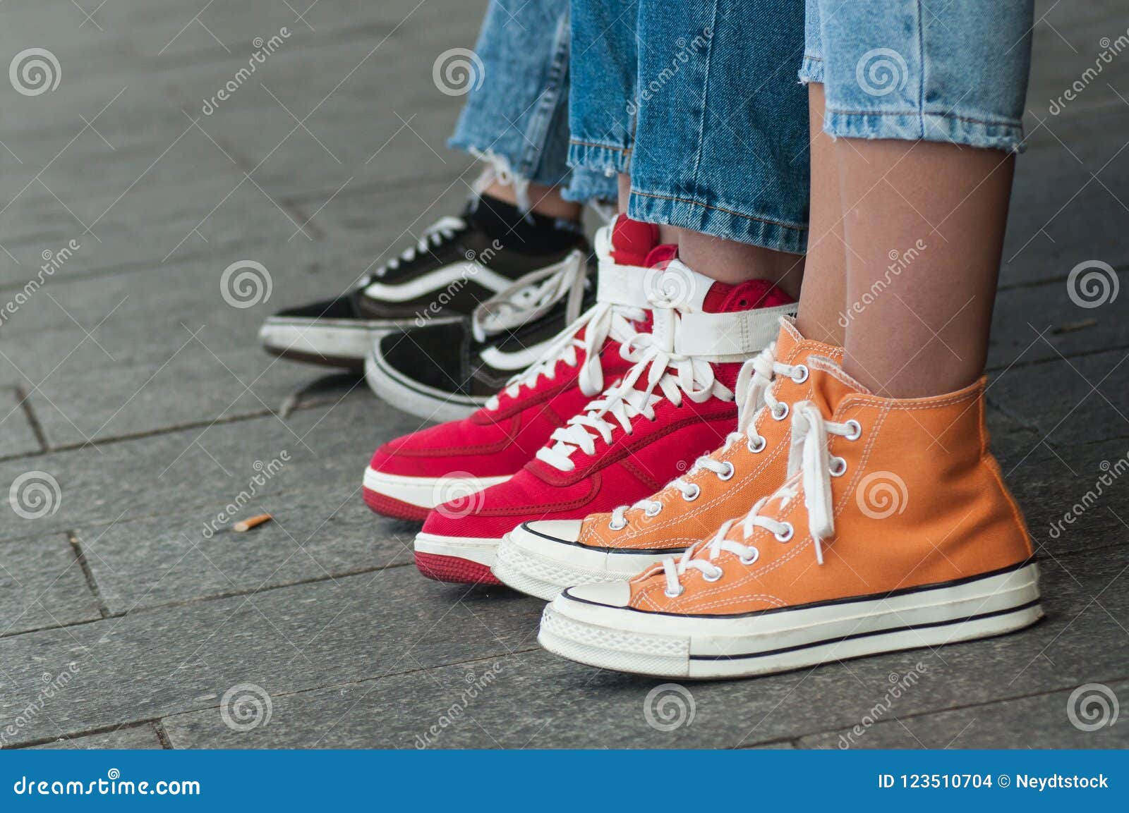 Colorful Sneakers in the Street Stock Photo - Image of classic ...