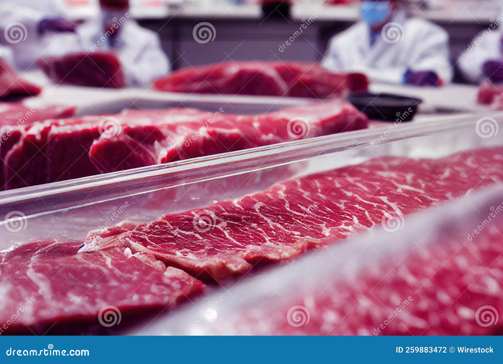 closeup of cultivated meat in containers