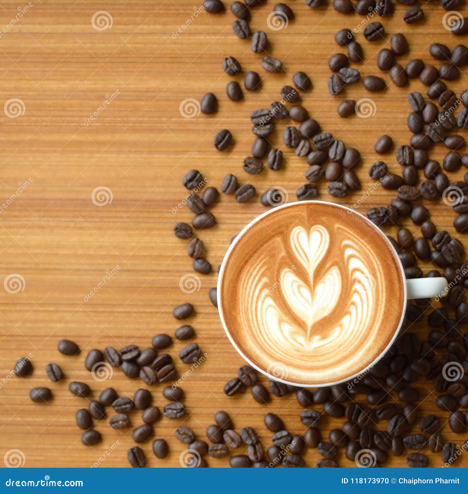 Coffee Latte Art And Mocha On Old Wooden Background Square Fram Stock