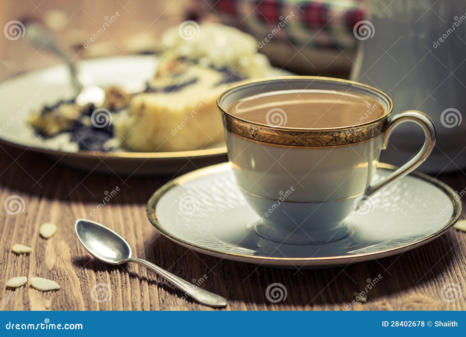 Closeup of a Cup of Coffee and Poppy Seed Cake Stock Photo Image of