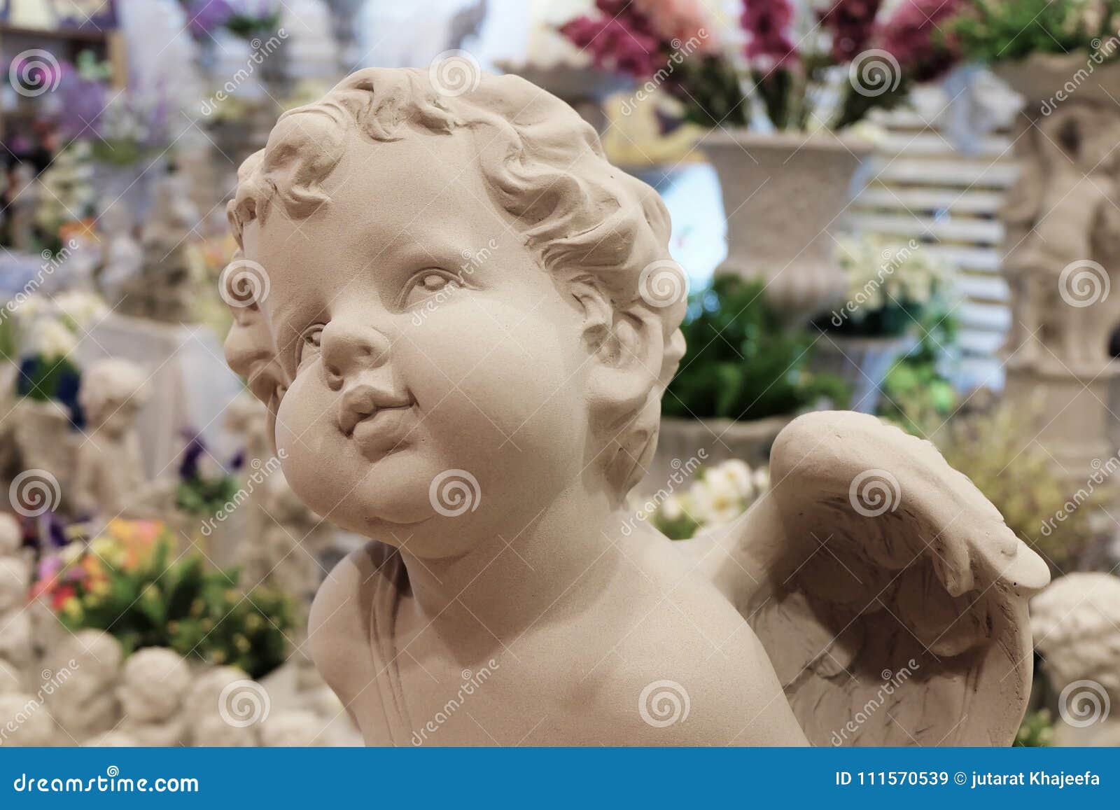 Closeup Of A Cupid Angel Statue Stock Image Image Of Person