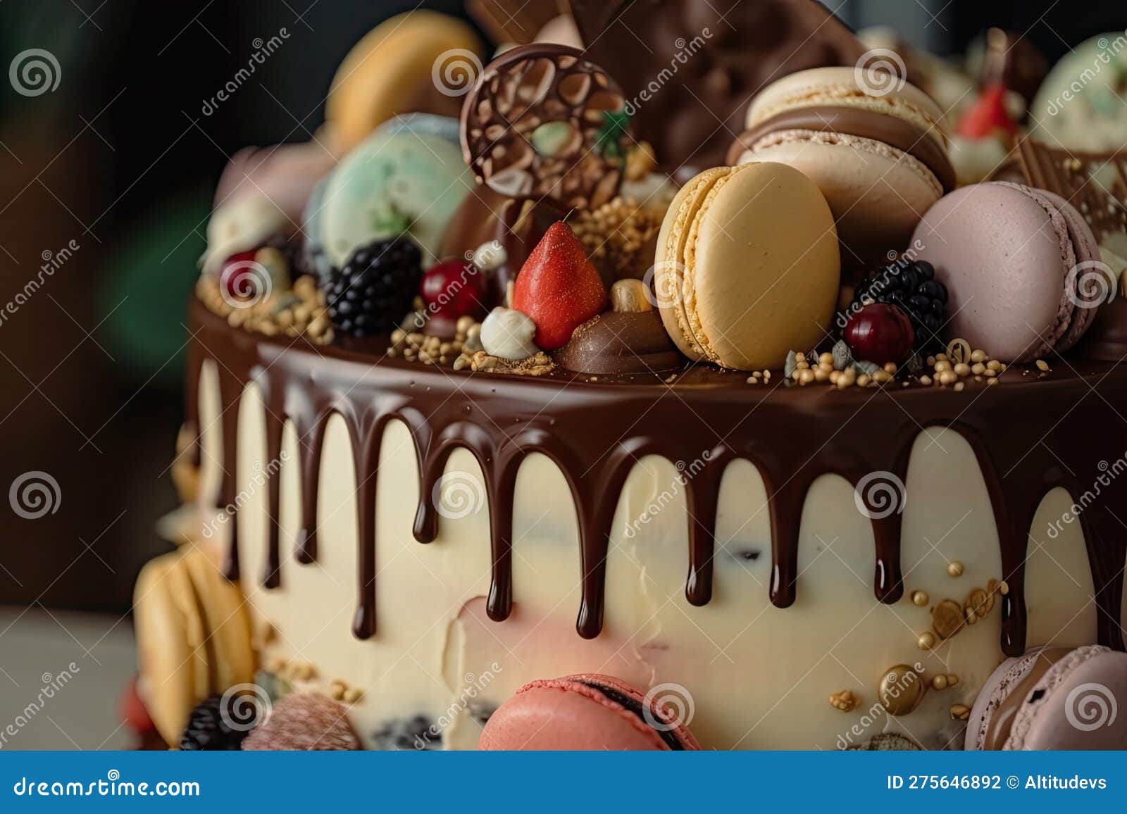 Magnifiquement Décoré Un Gâteau Au Chocolat Festive Avec L