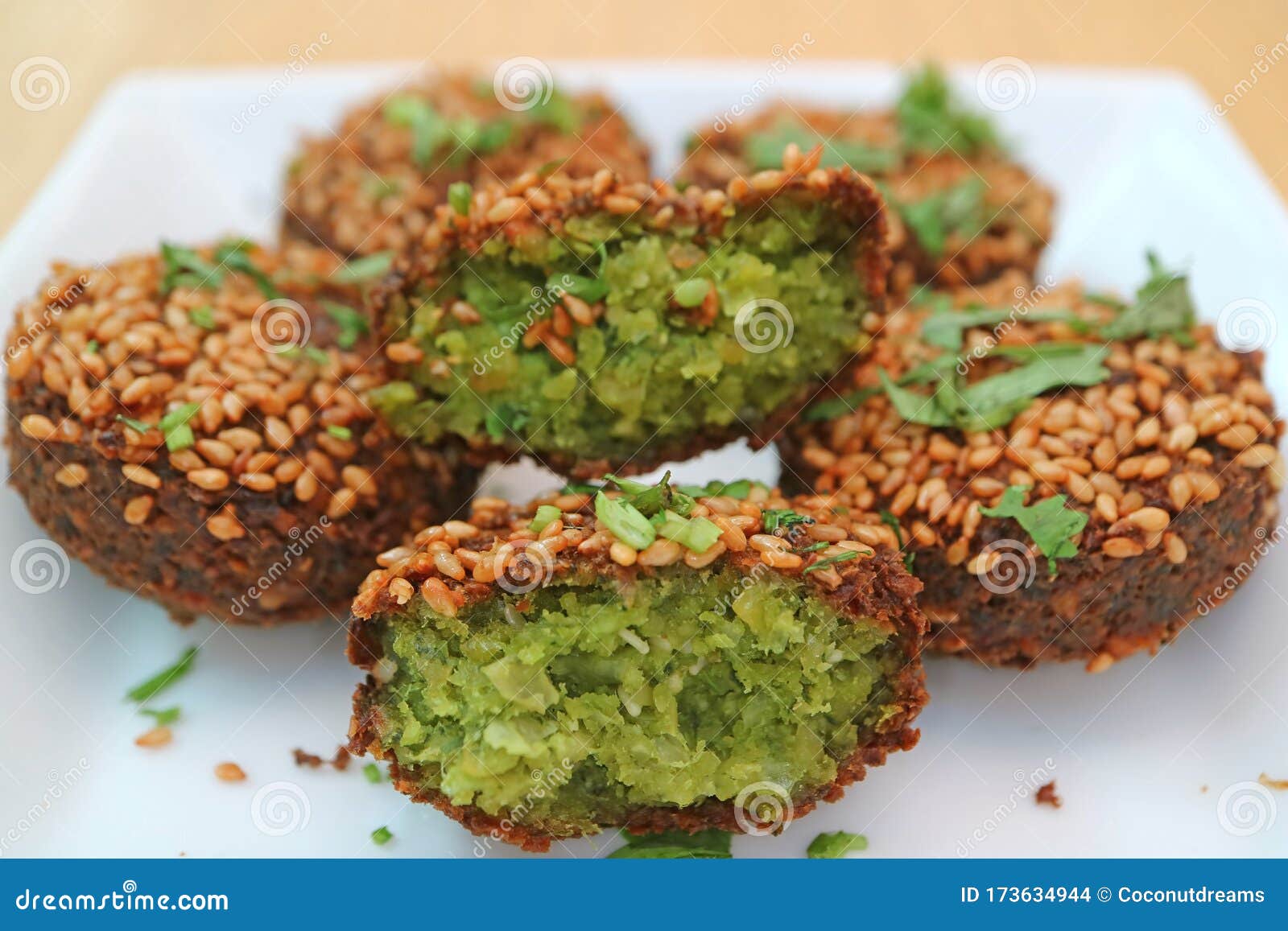 Closeup Delectable Falafel Deepfried Balls, Crispy Outside and Soft