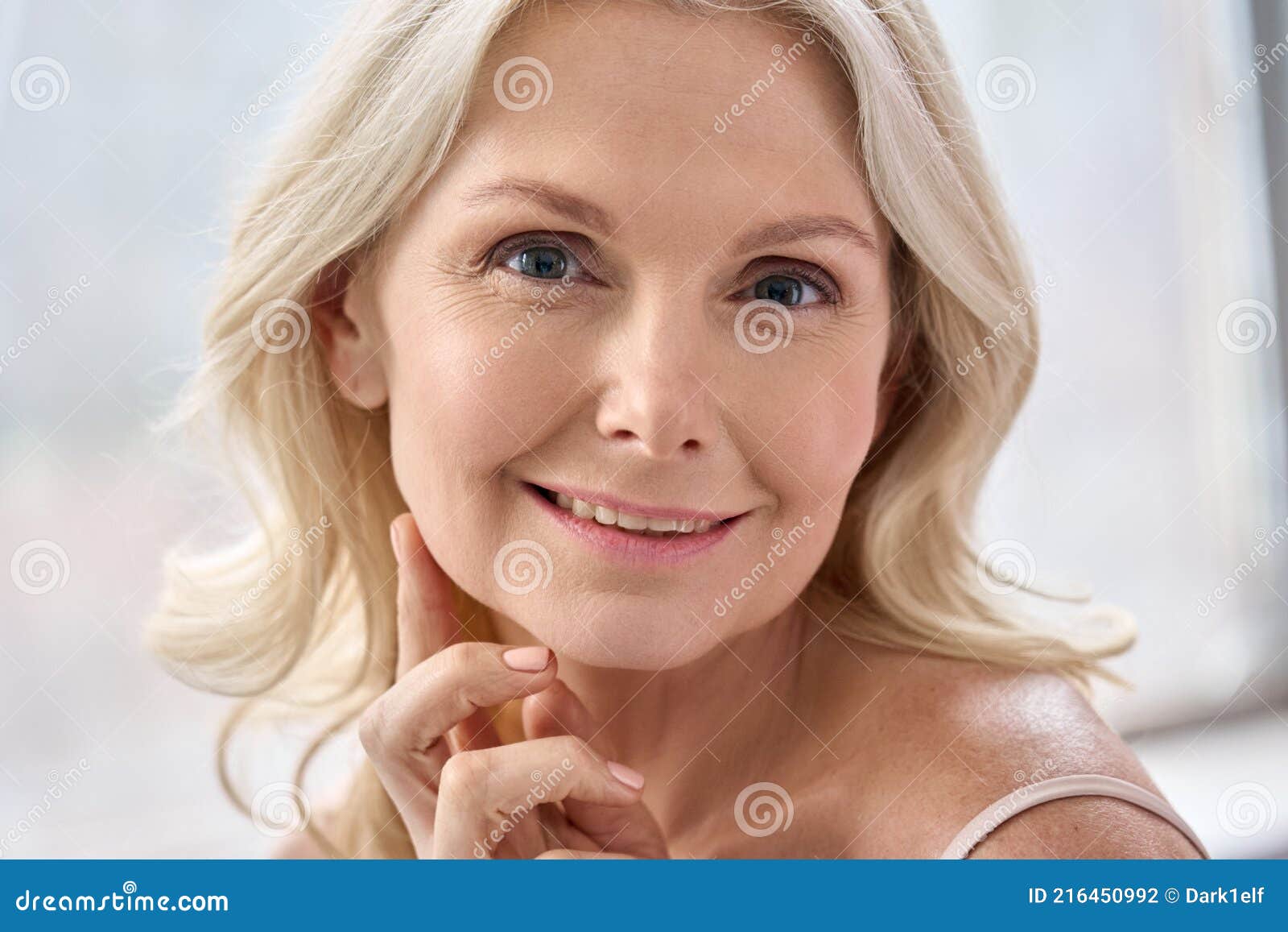 Closeup Detailed Portrait of Beautiful 50 Years Old Woman with Perfect  Skin. Stock Photo - Image of background, forty: 216450992