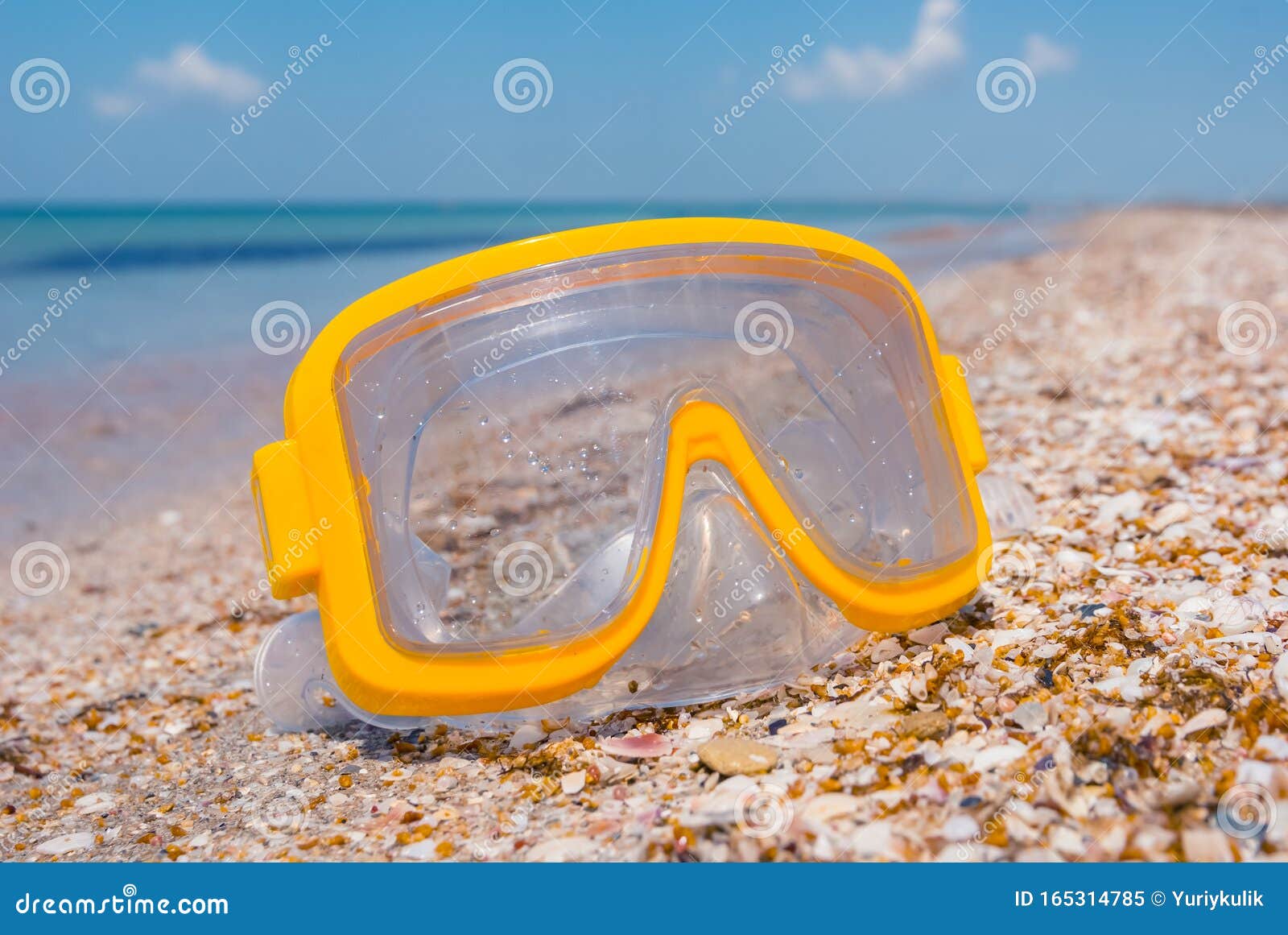Closeup Diving Mask on a Sea Beach Stock Image Image of macro, nature