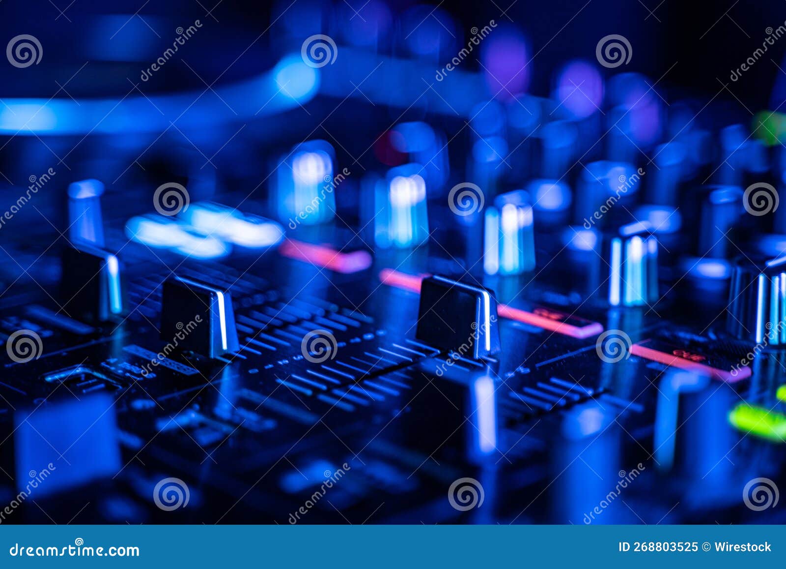 Closeup of DJ Mixer with Lights Stock Image Image of disco, playing