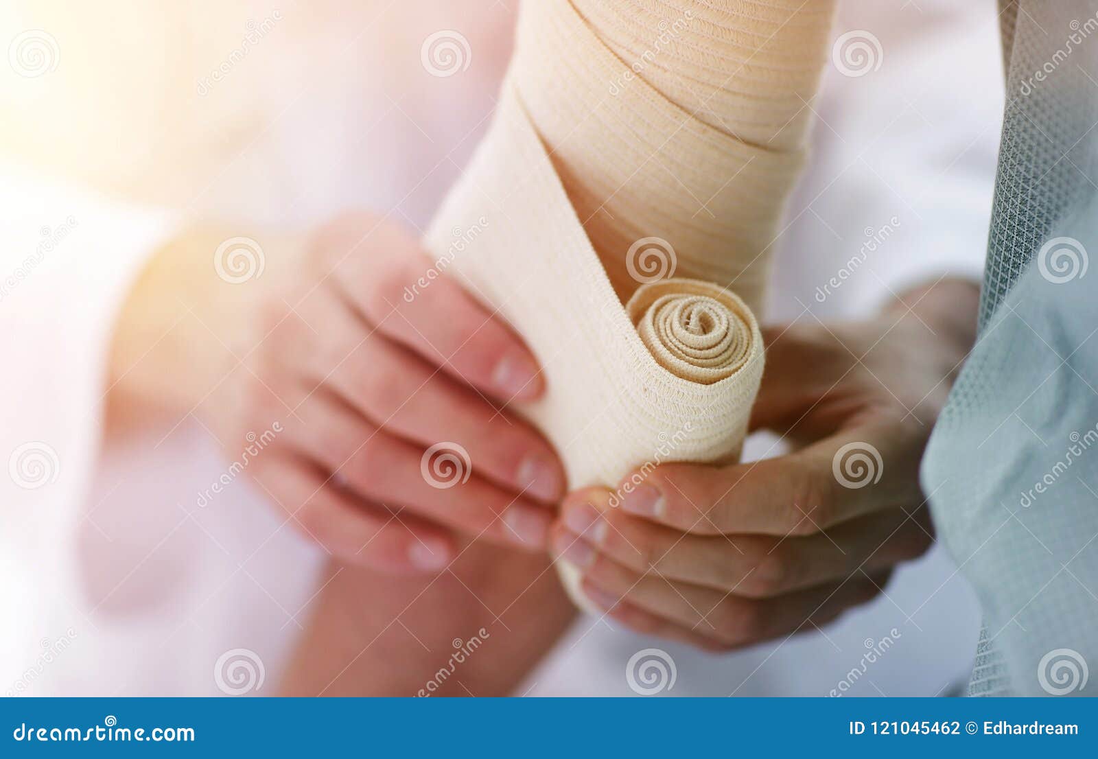 closeup.doctor applying elastic bandage