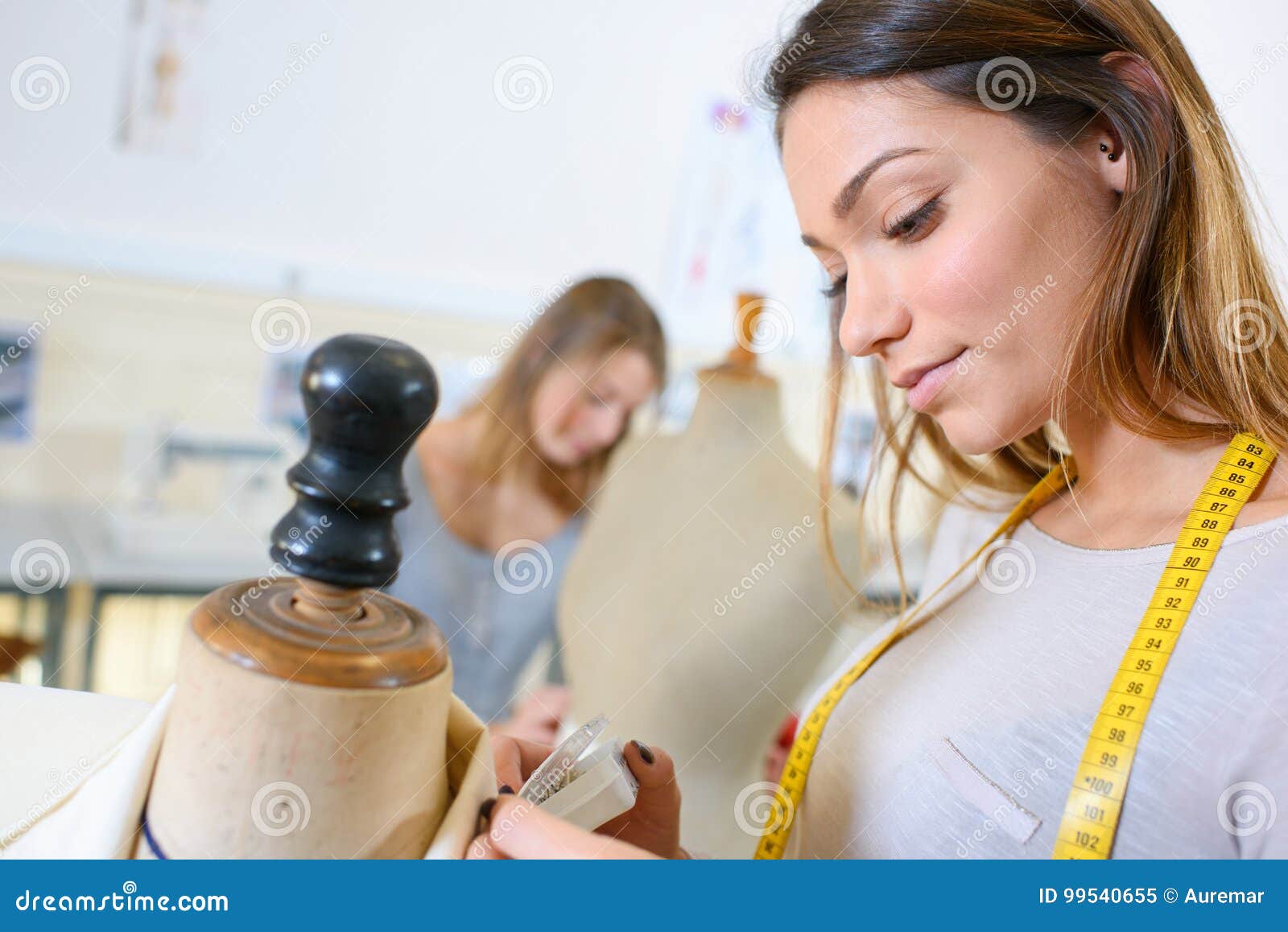 Closeup Dressmaker in Training Class Stock Image Image of industry
