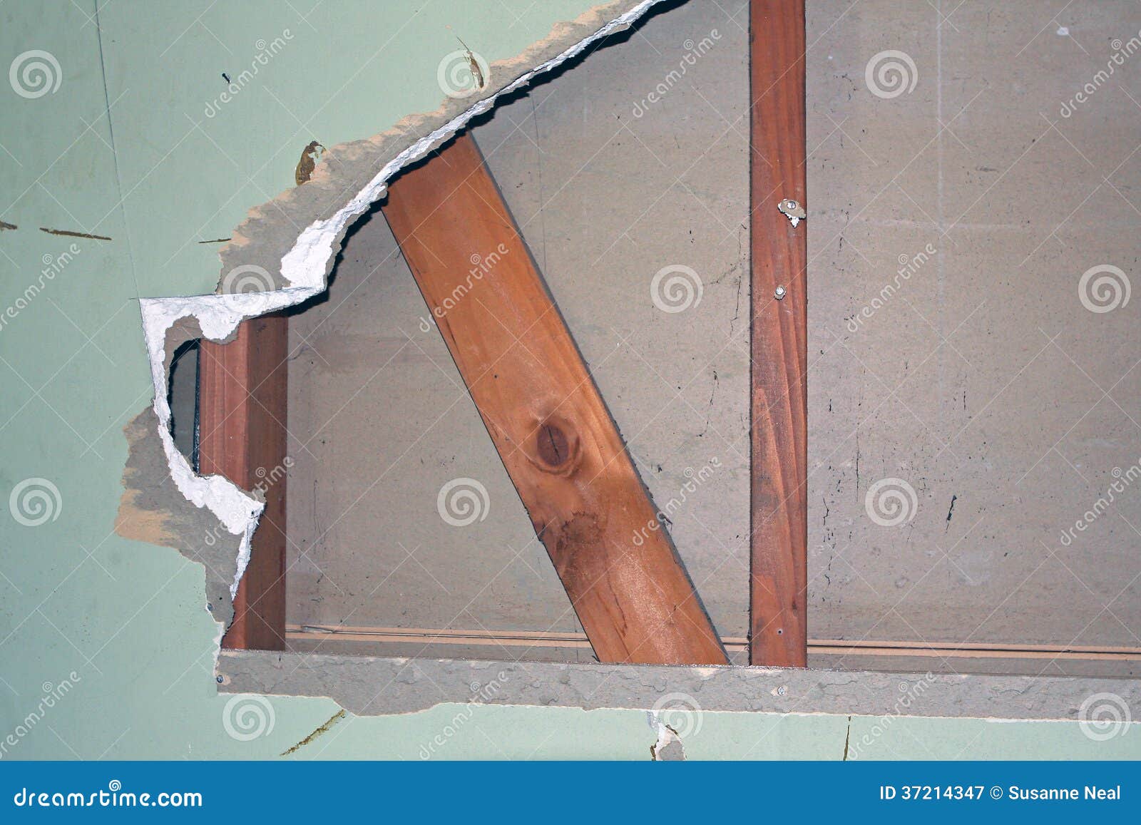 Closeup of Drywall Demolition Stock Image Image of interior