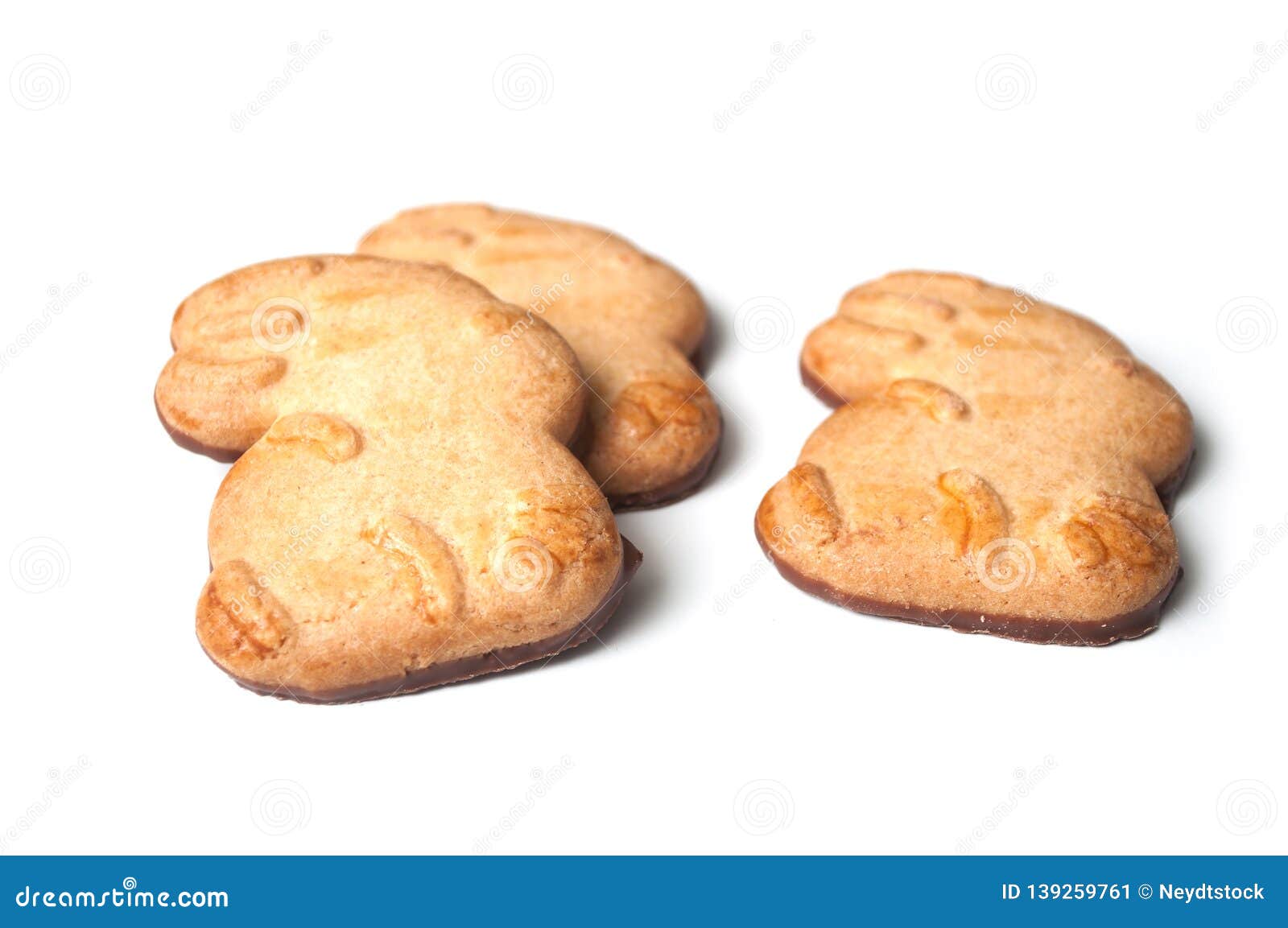 Easter Chocolate Biscuits in Shaped Rabbits on White Background Stock