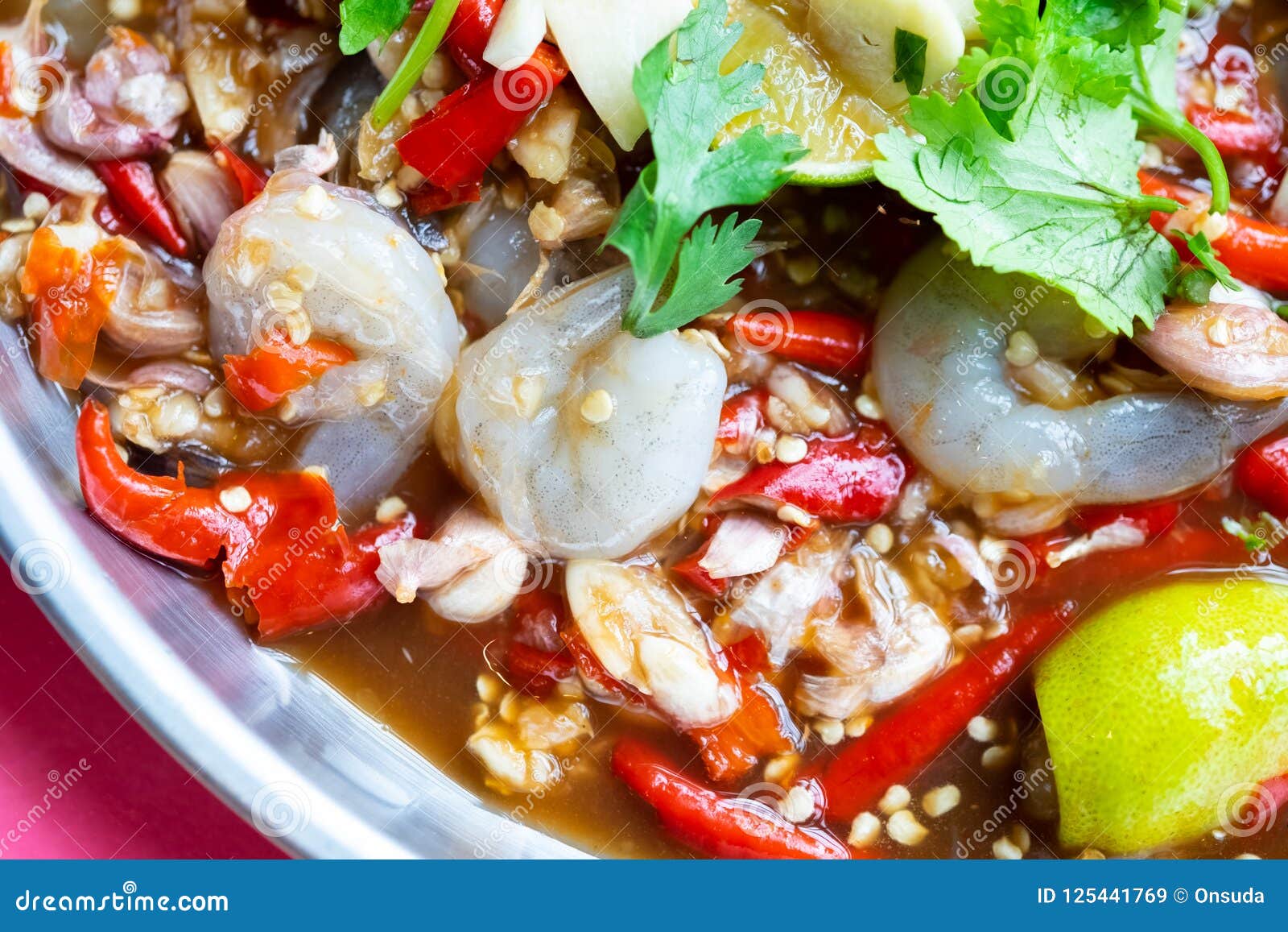 Thai Style Spicy Shrimp Salad Stock Image Image Of Lunch Lemon 125441769