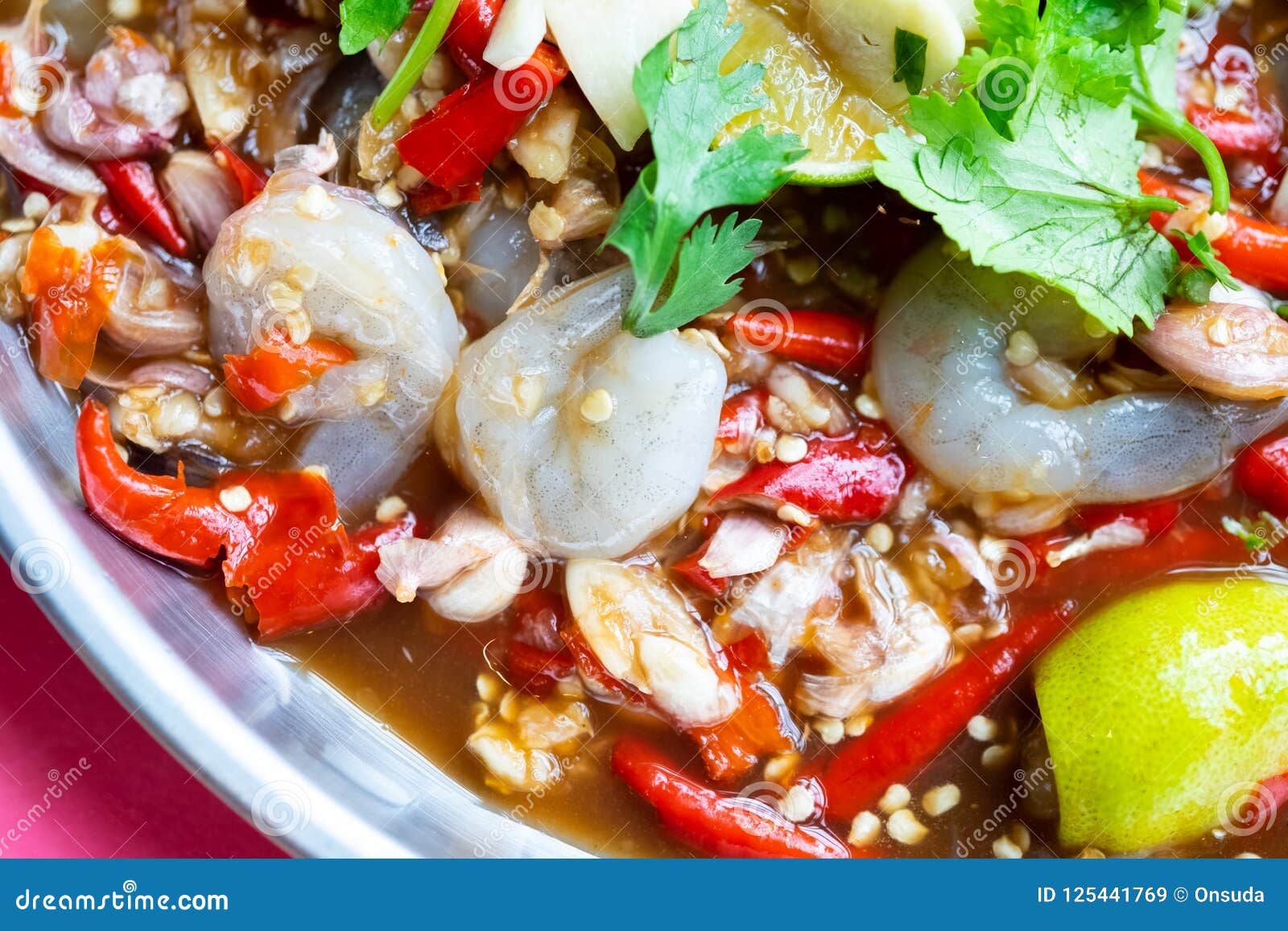 Thai Style Spicy Shrimp Salad Stock Image - Image of lunch, lemon