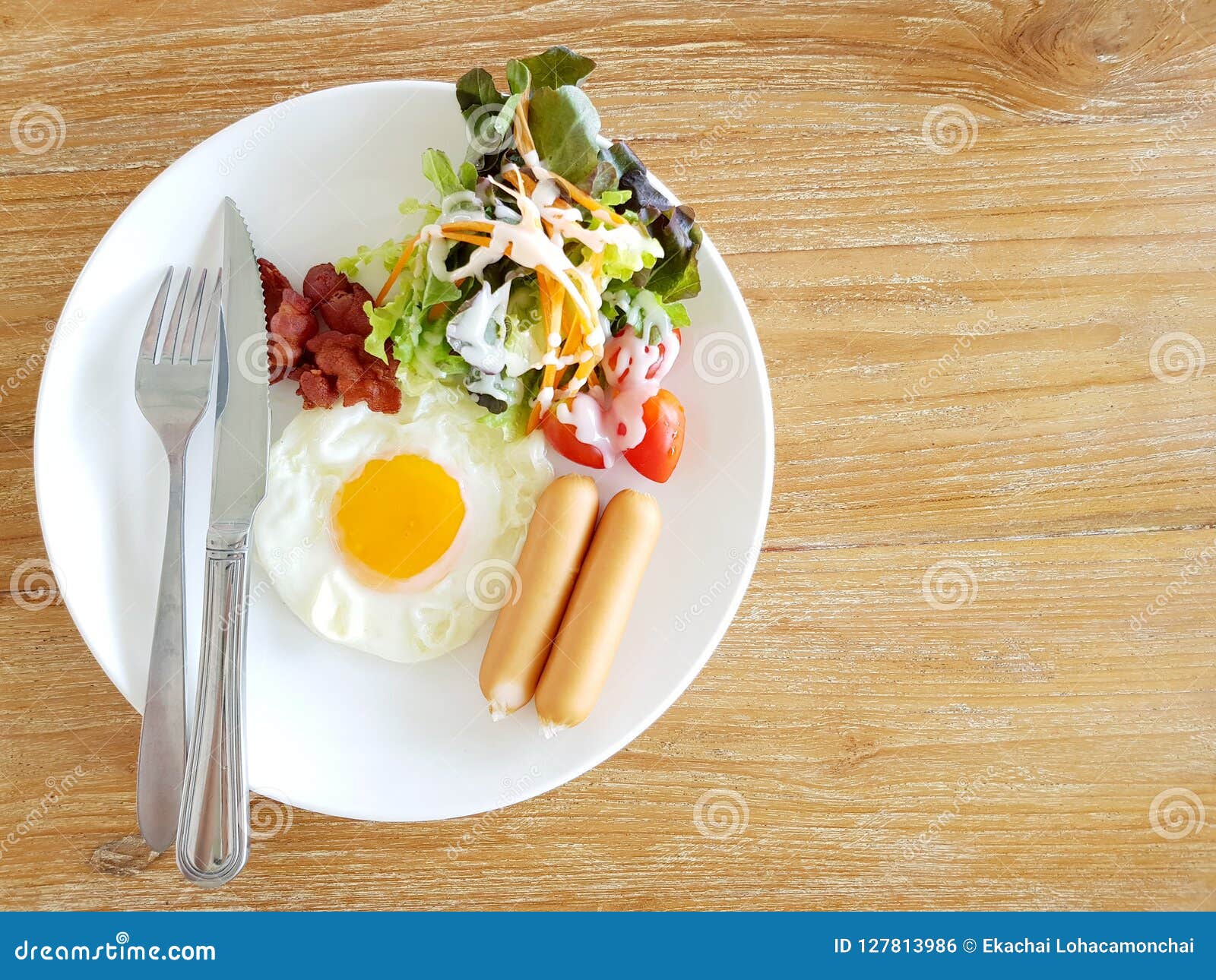 Eggs, Bacon, Ham, and Sausage on Top of Toast Stock Photo Image of gourmet, brightly 127813986