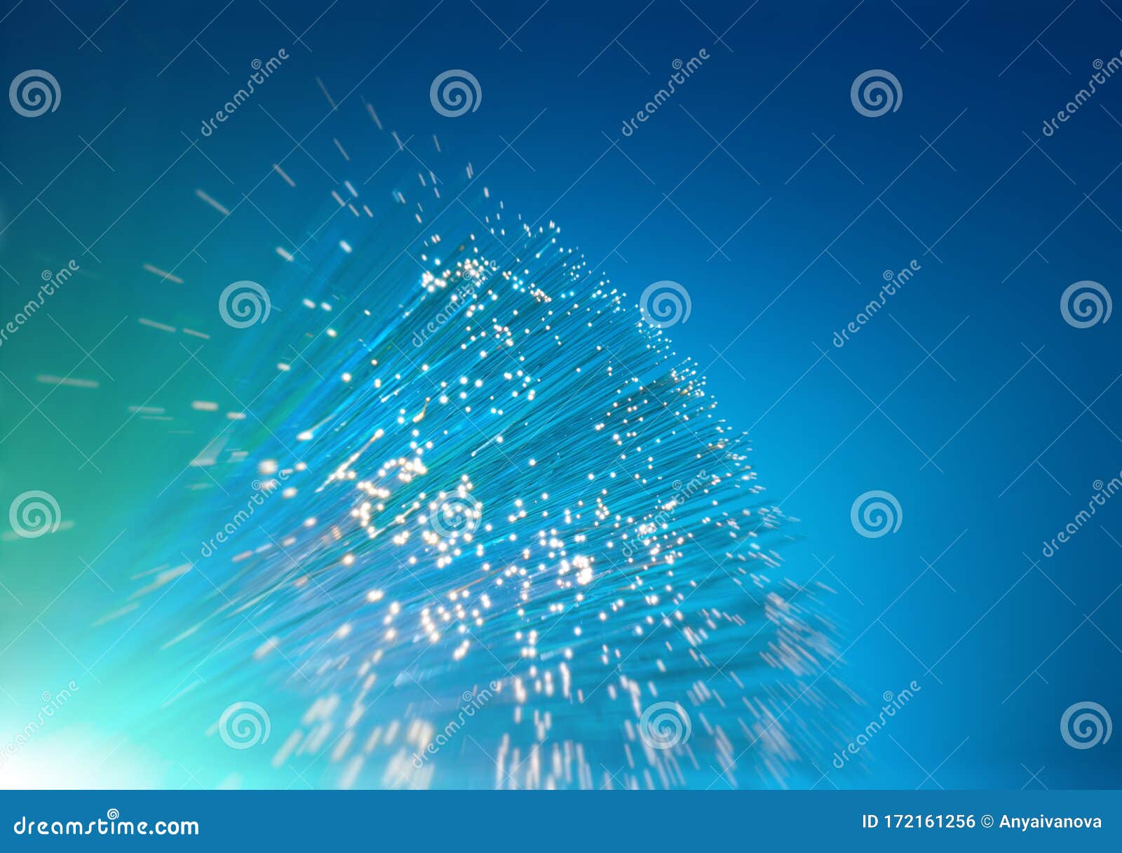 Closeup on the End of Optical Fiber Network Cable, Copyspace Stock