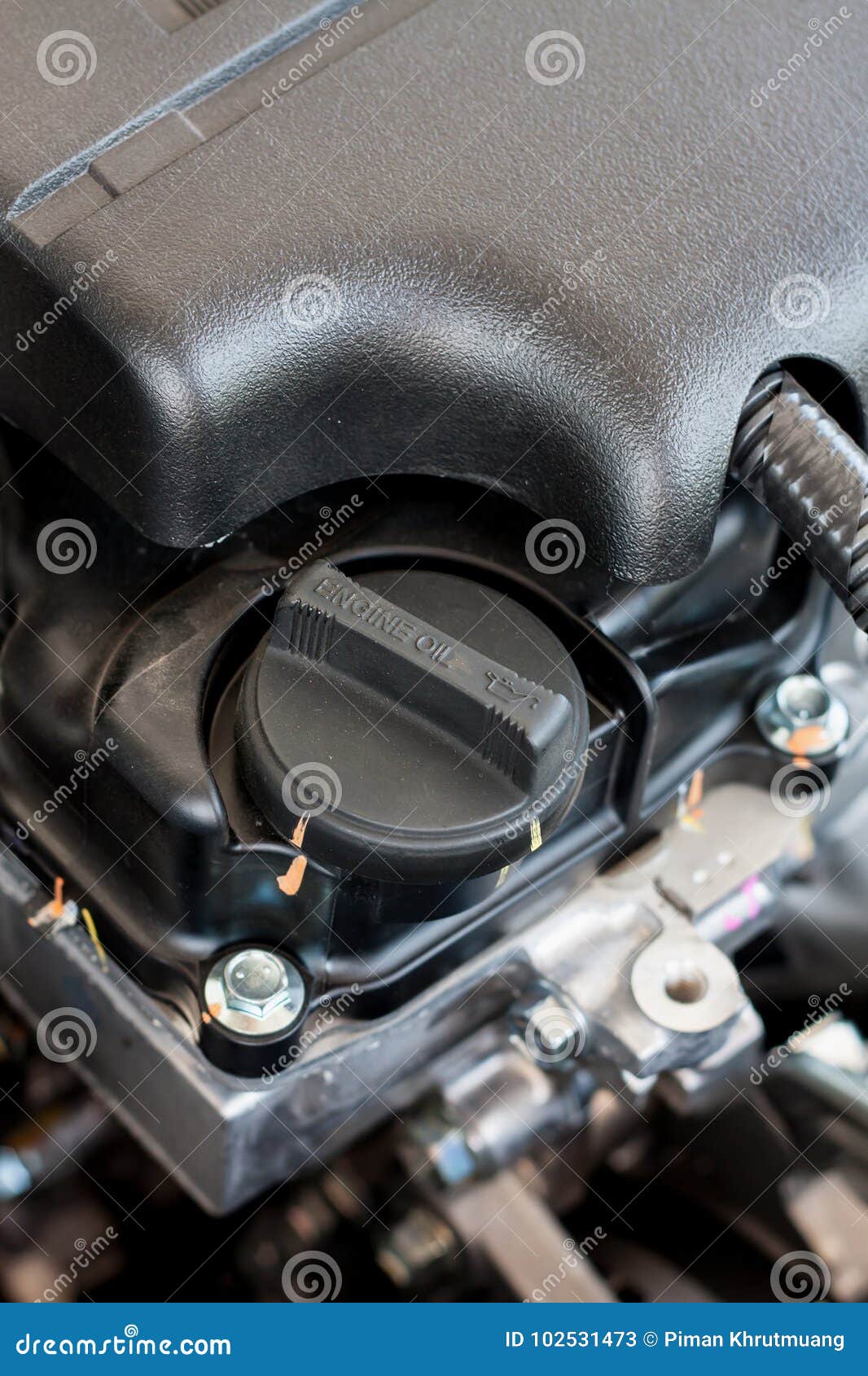 Closeup Engine Oil Cap in Engine Stock Image Image of vehicle