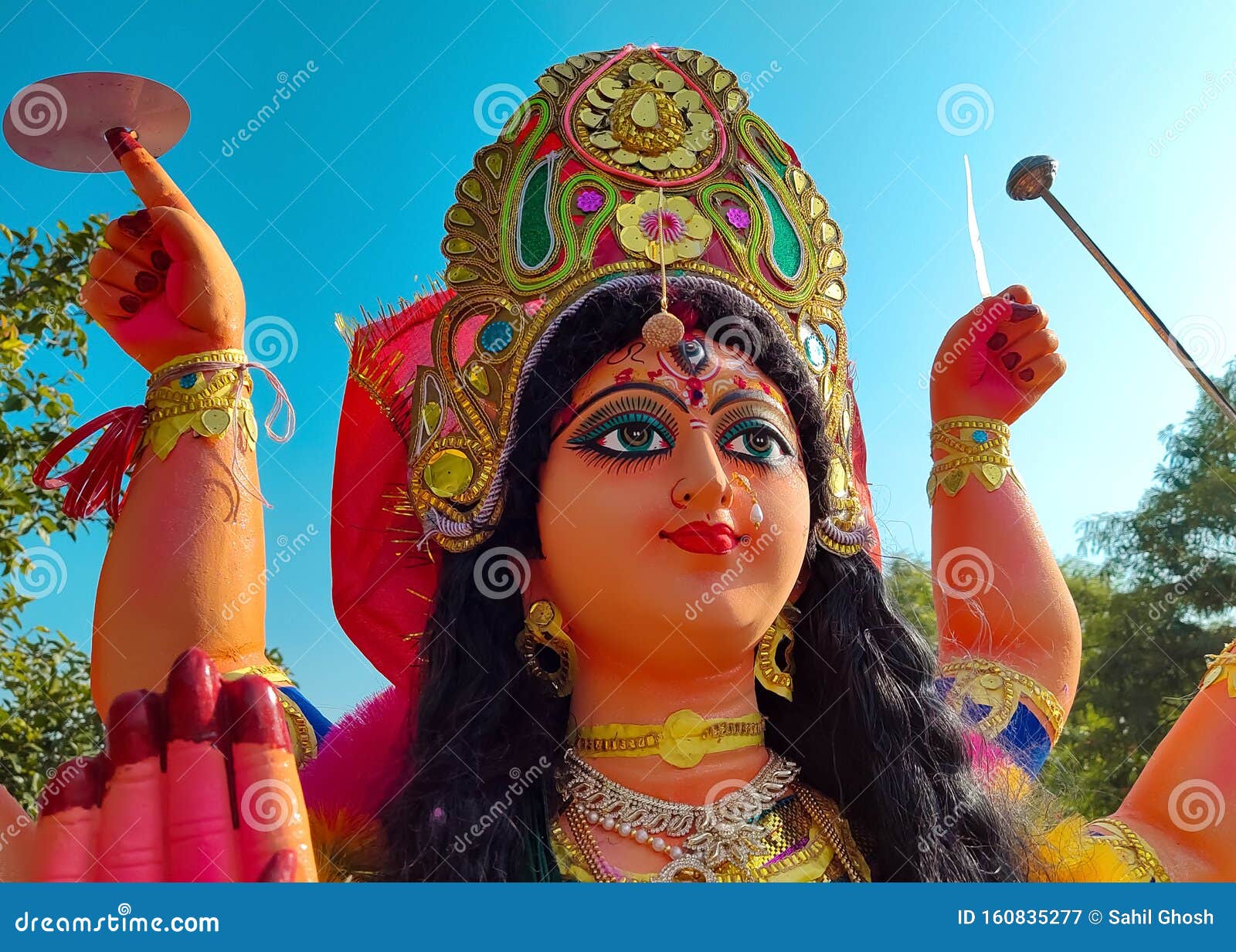 Closeup Of Face Of Goddess Durga, Navratri, Hindu Festival ...