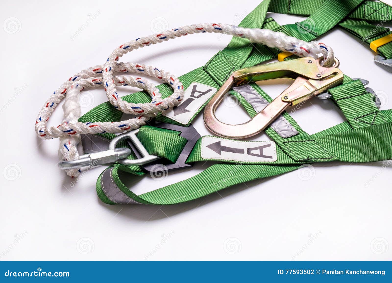 Closeup Fall Protection Hook Harness and Lanyard for Work at Heights ...