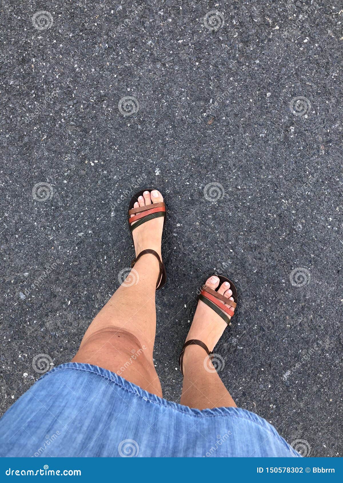 Closeup Feet of a Woman Wearing Sandals Stock Photo - Image of selfie ...