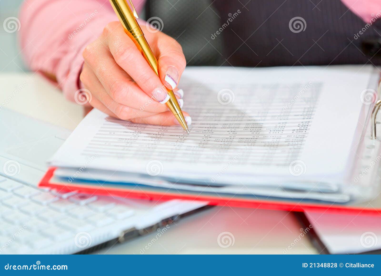 Closeup on Female Hand Writing in Document Stock Photo - Image of ...