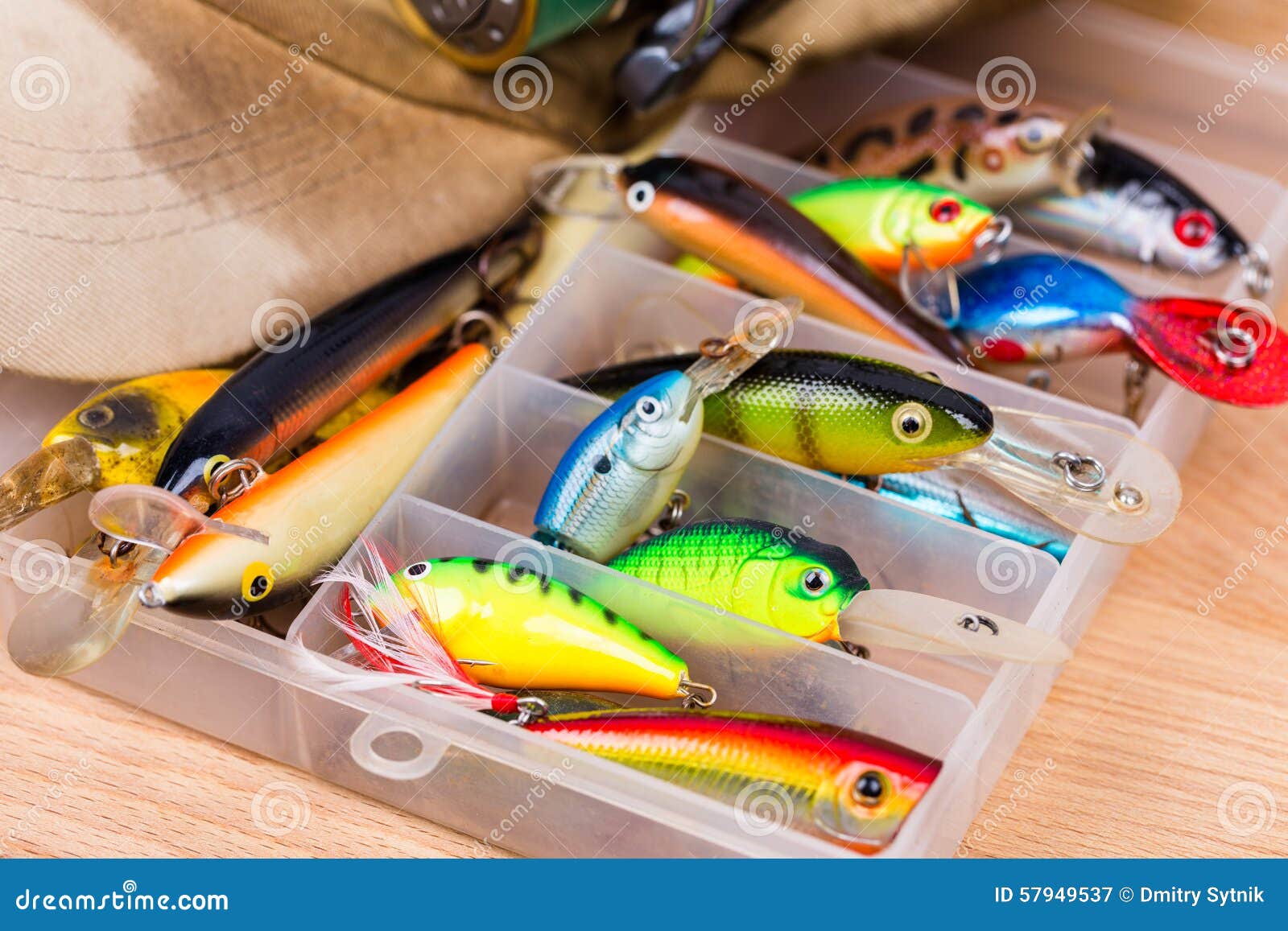 Closeup Fishing Baits Wobblers in Box Stock Image - Image of macro